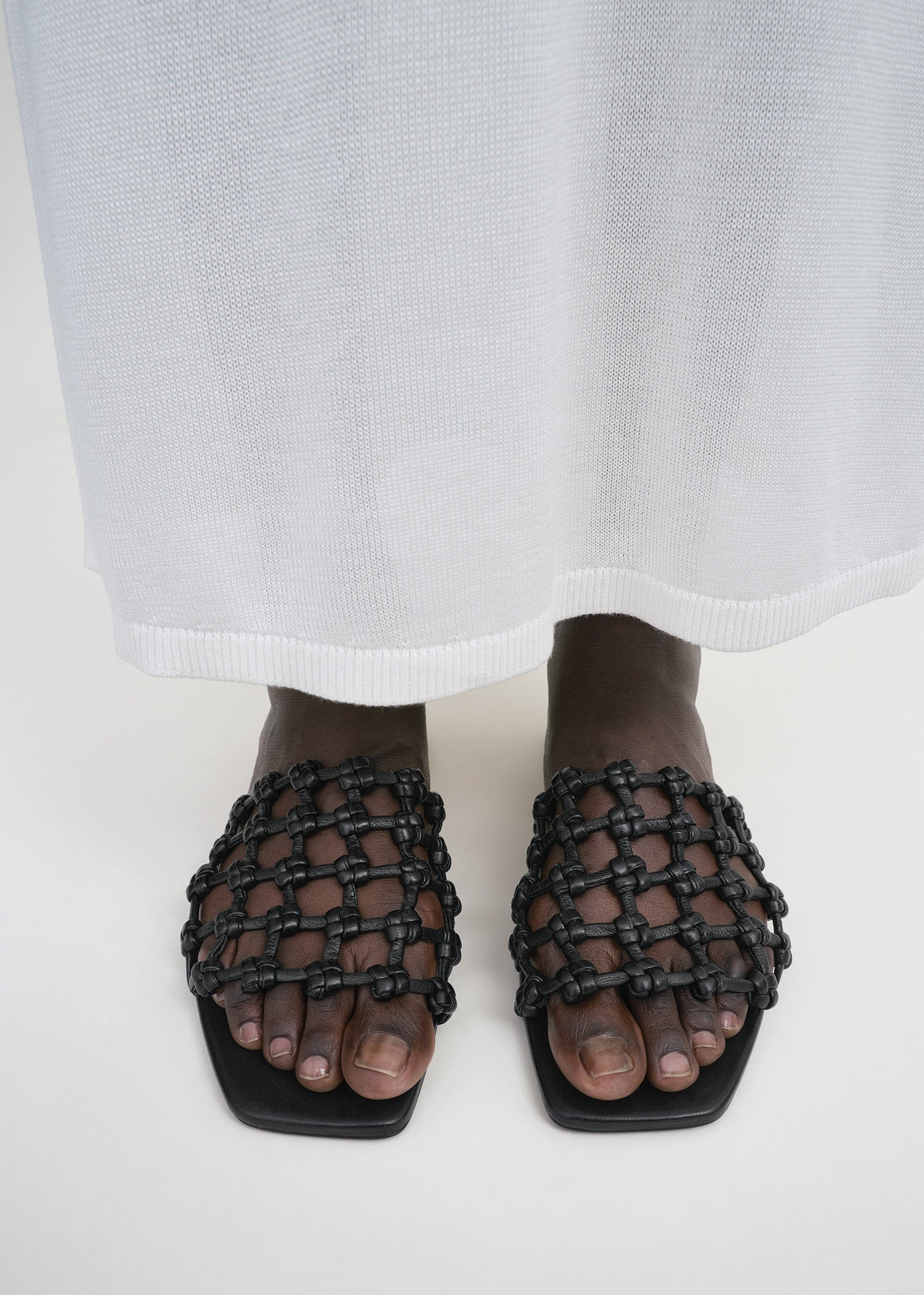 Braided-leather bandeau slides black - 2