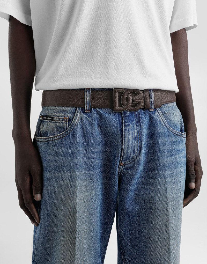 Dolce & Gabbana Deerskin-print calfskin belt with logo print outlook