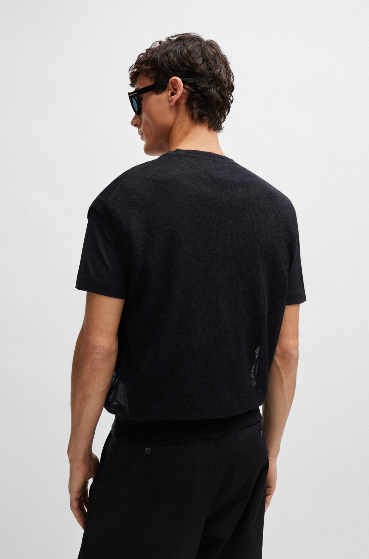 REGULAR-FIT SLEEVELESS SWEATER IN A TRANSLUCENT KNIT - 5