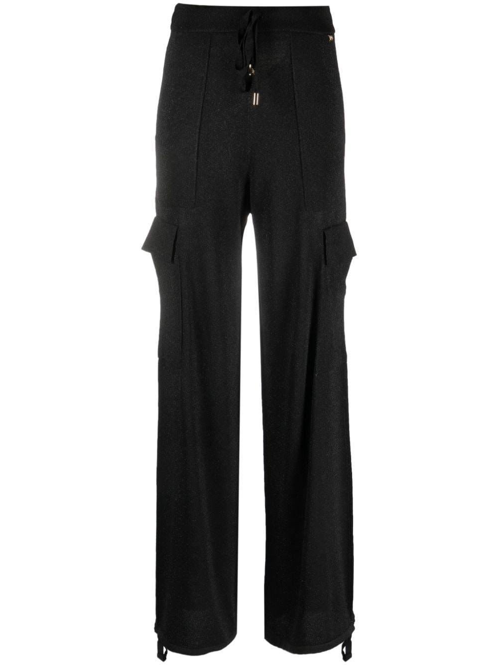 metallic-threading high-waisted trousers - 1