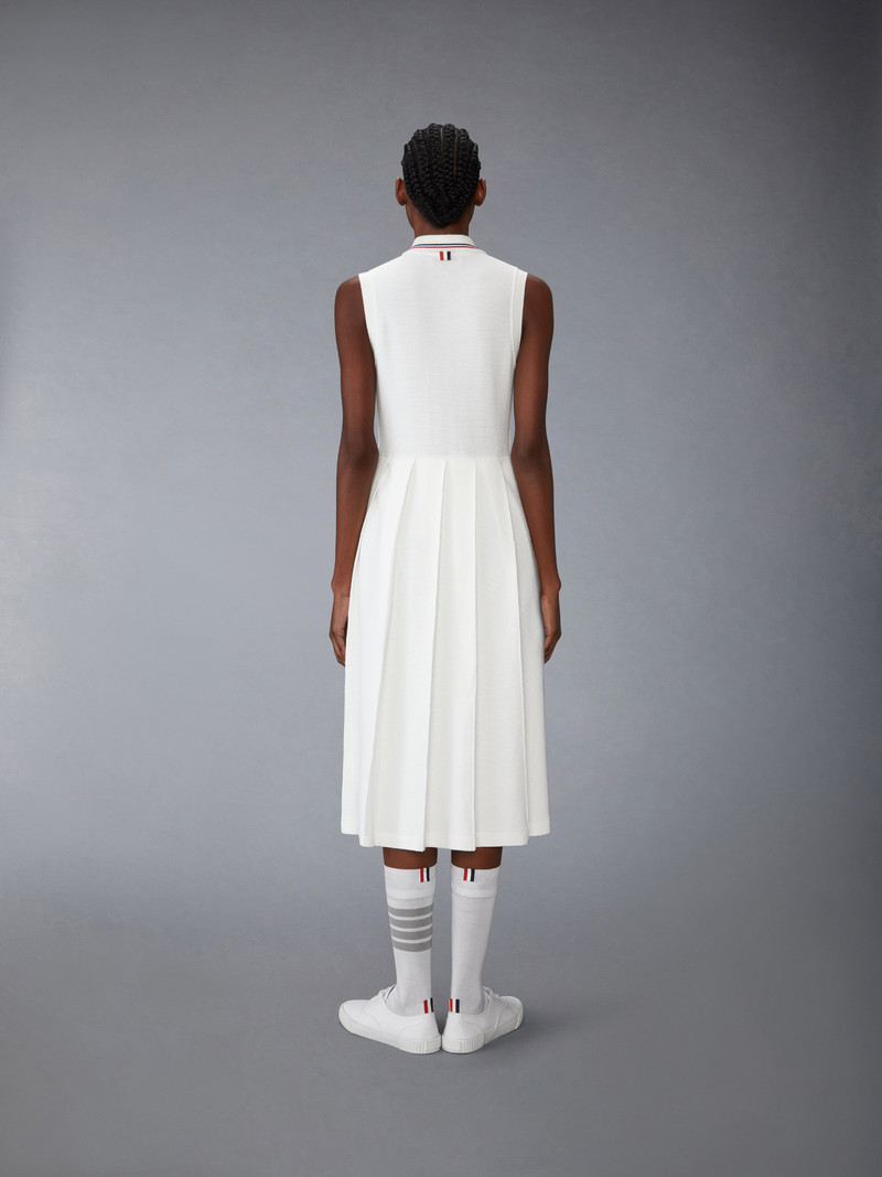 COTTON WAFFLE PLEATED POLO DRESS 4
