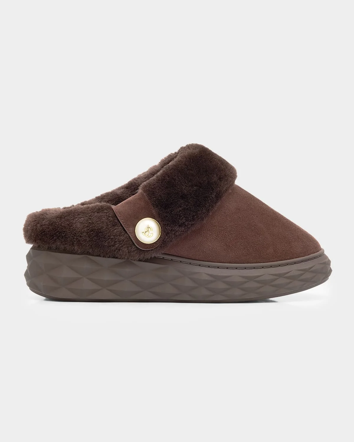 Suede and Shearling Maxi-Sole Flat Mules - 1