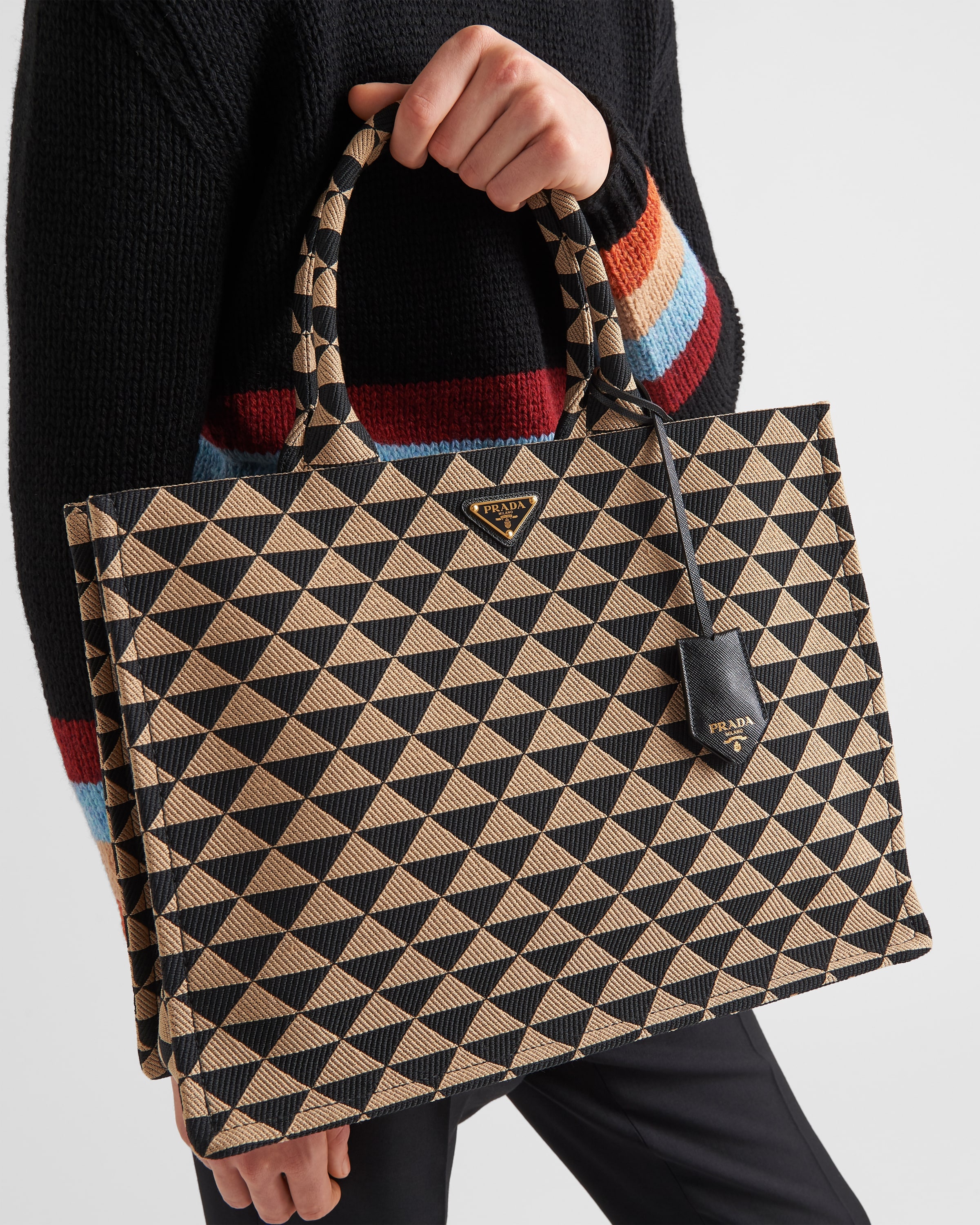Prada Symbole embroidered fabric tote bag - 8