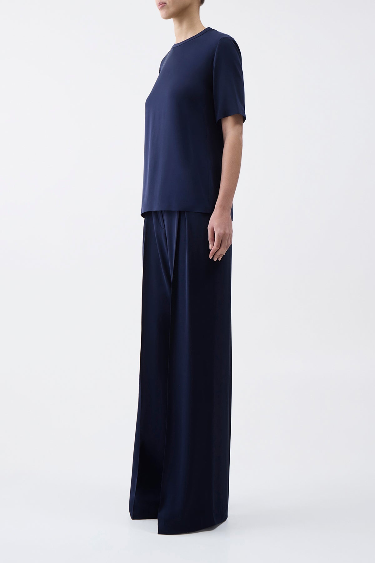 Elisa Top in Navy Silk Crepe - 4