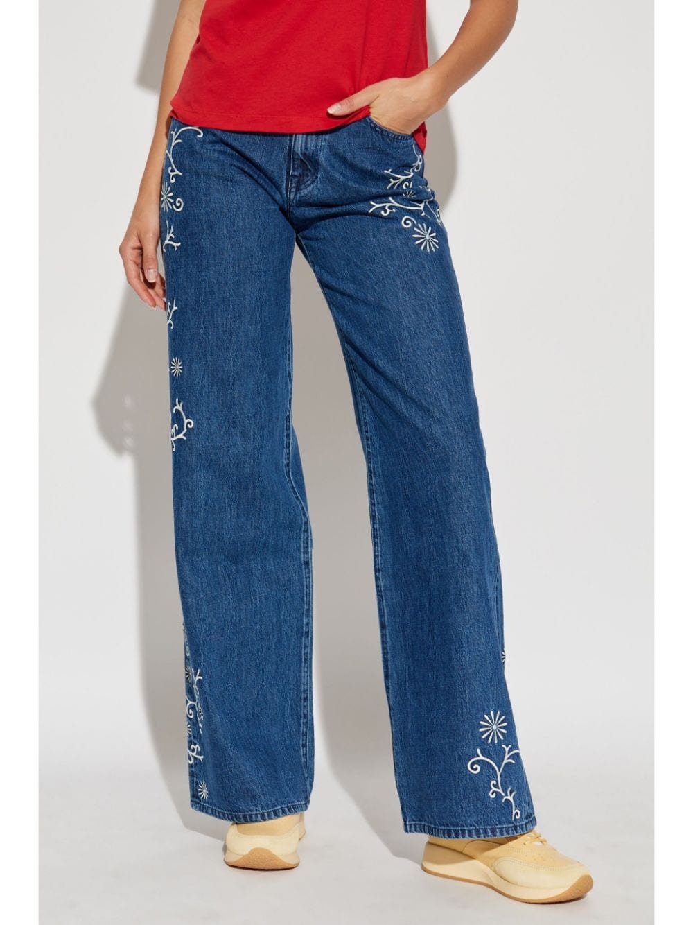 cotton wide-leg jeans - 3