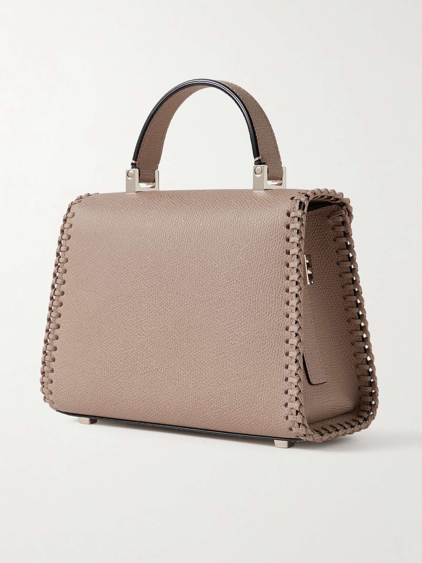 Iside micro whipstitched textured-leather tote Beige - 3