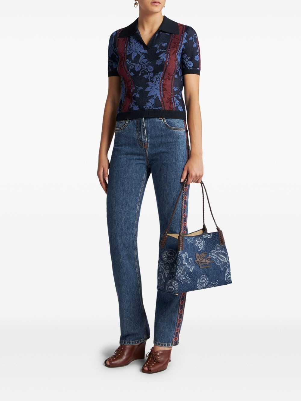 floral jacquard polo shirt - 2