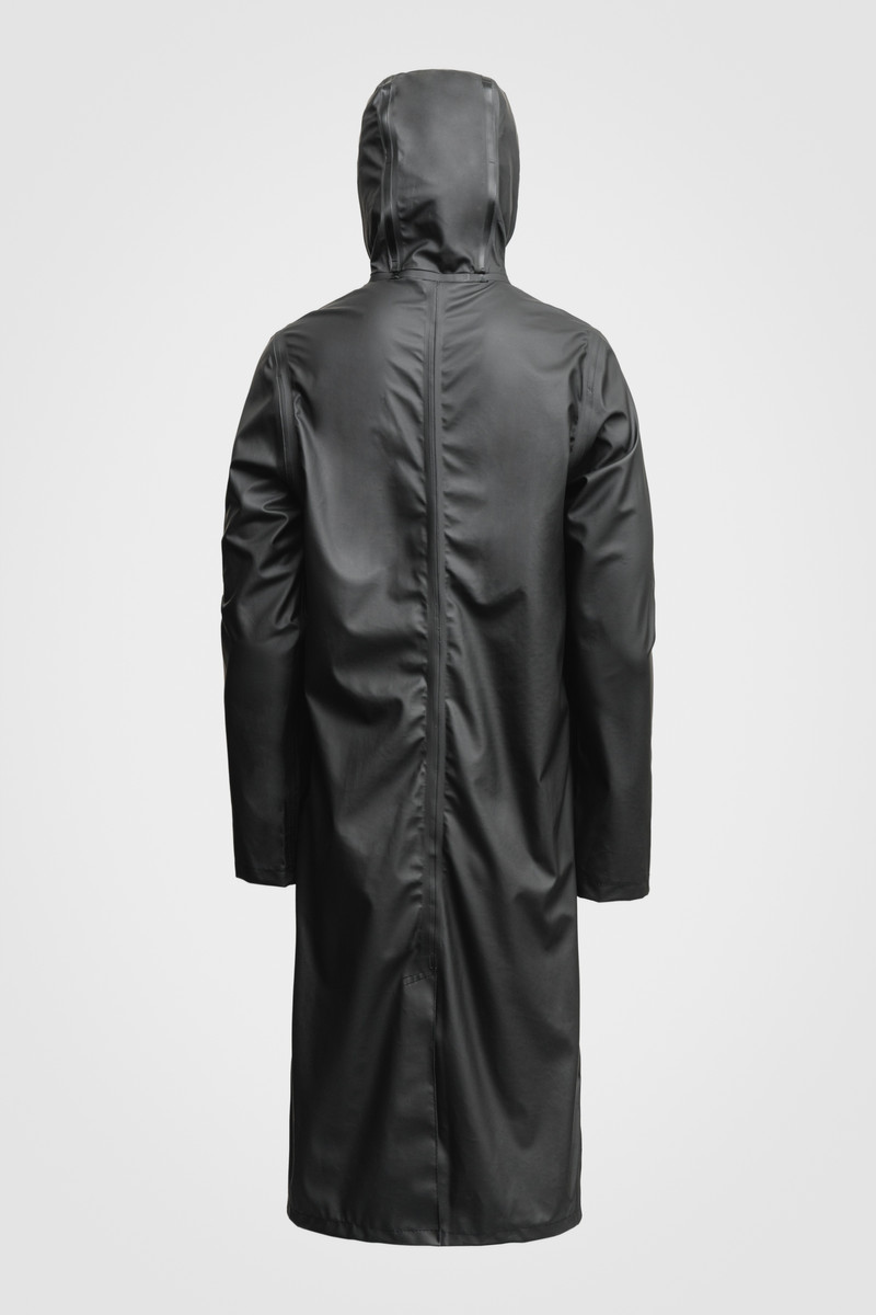 Stockholm Long Lightweight Zip Raincoat Black 6