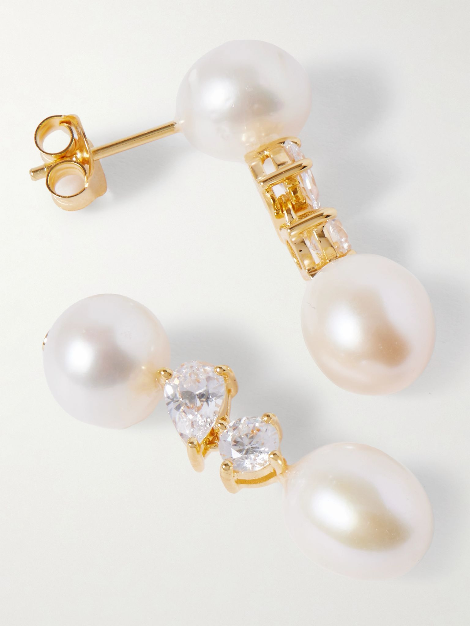 Gold-plated, pearl and cubic zirconia earrings White - 3