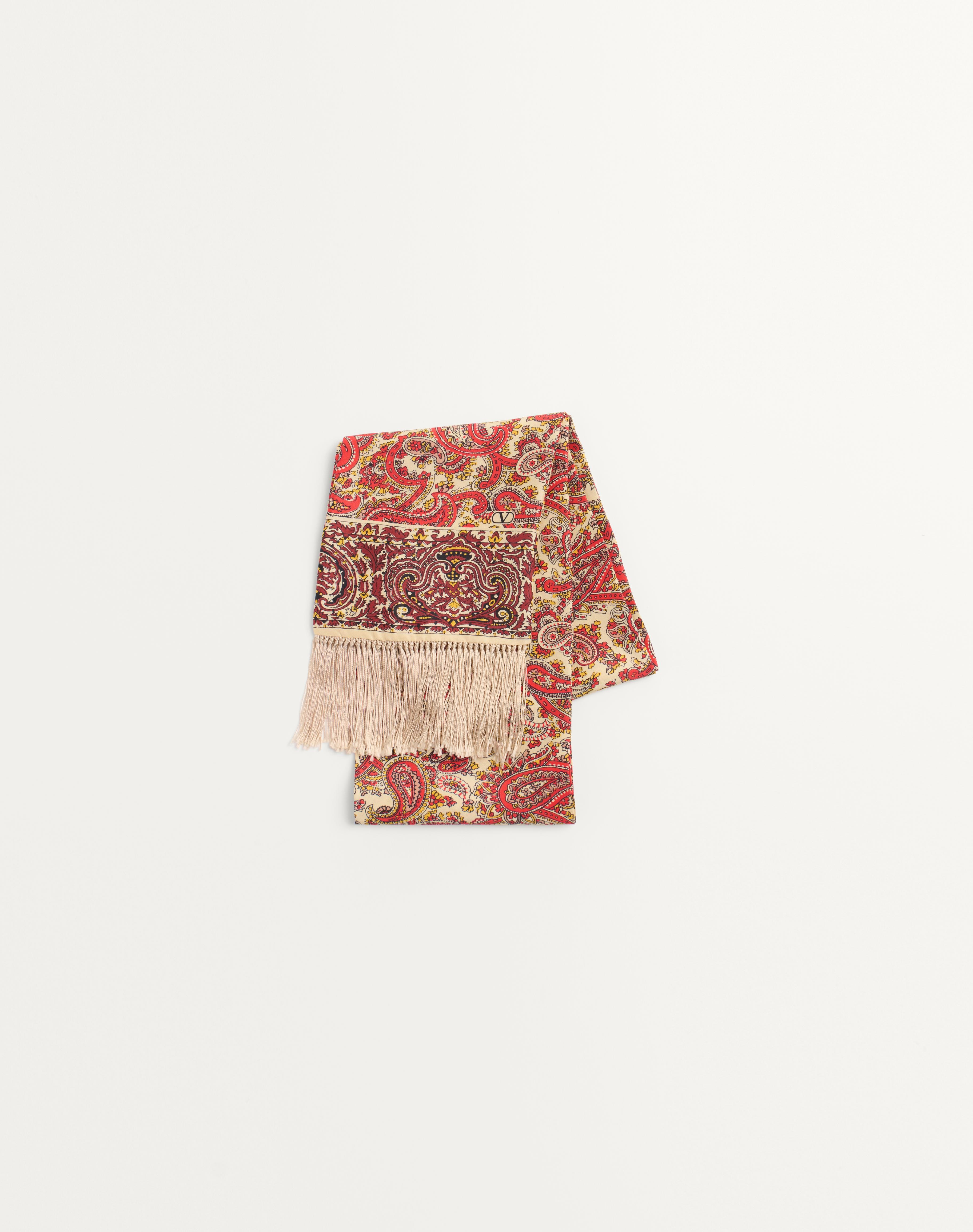 VOYAGE IMAGINAIRE SILK BANDEAU SCARF WITH FRINGE - 1