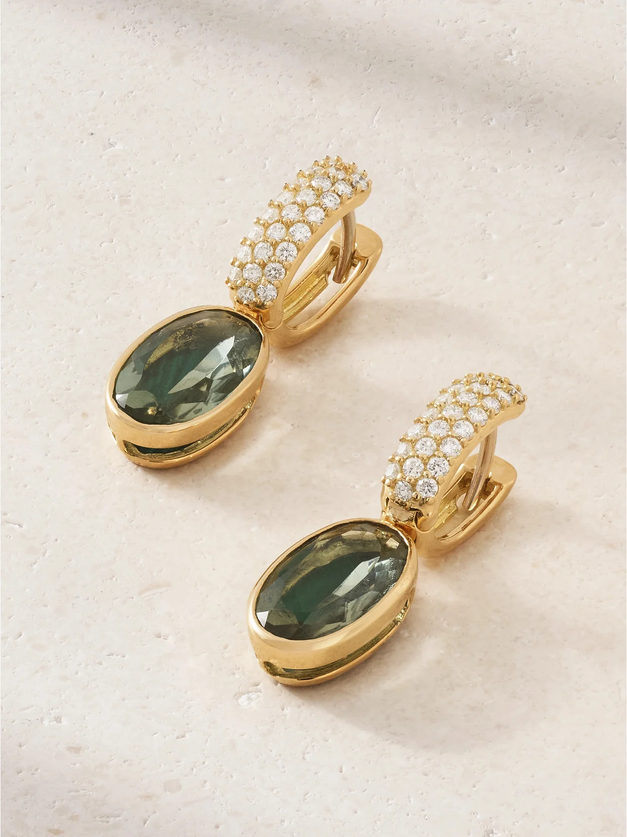 18-karat Gold Diamond, Prasiolite And Malachite Earrings - 1