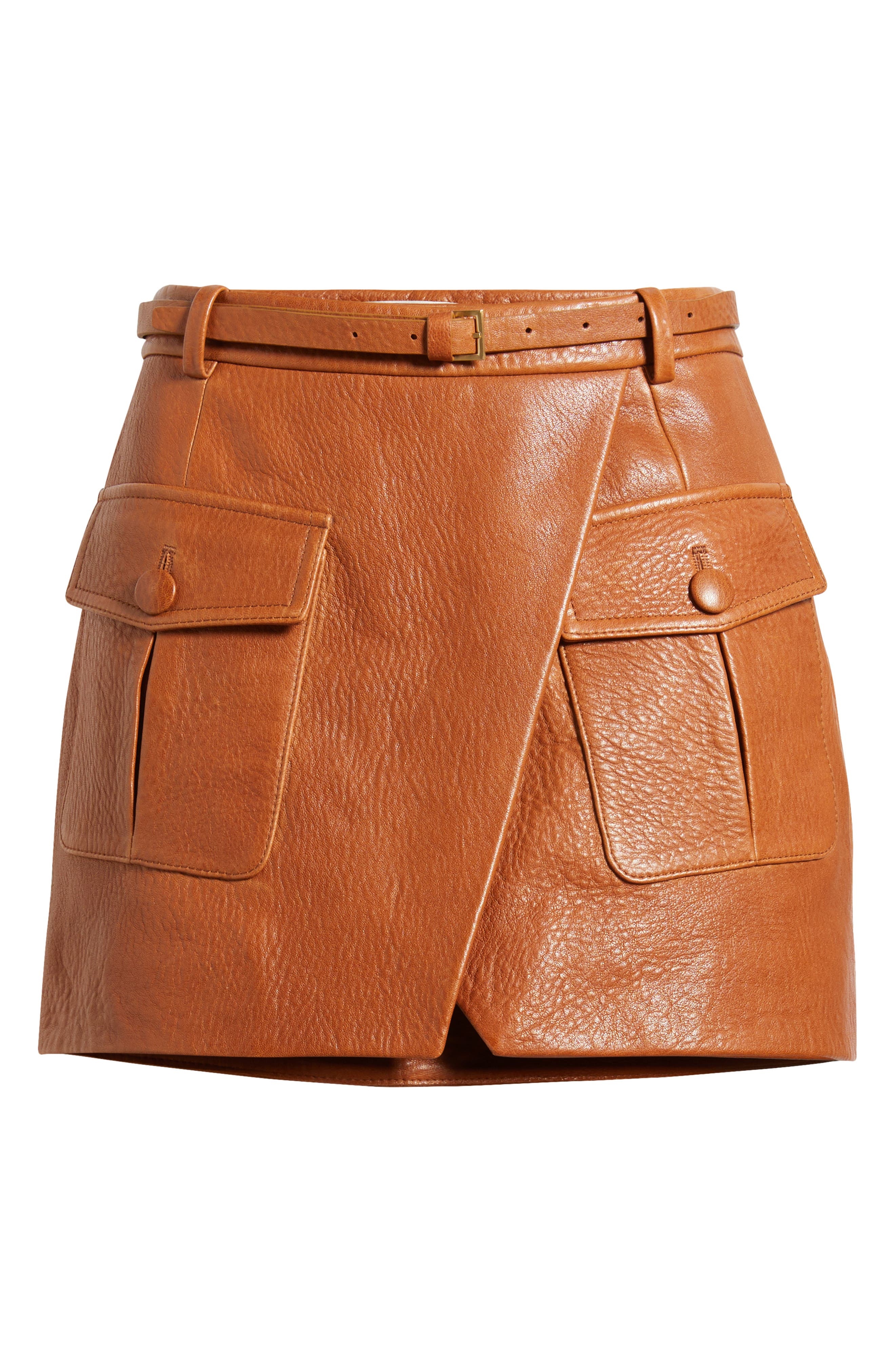 FRAME The Leather Cargo Miniskirt in Chestnut at Nordstrom - 5