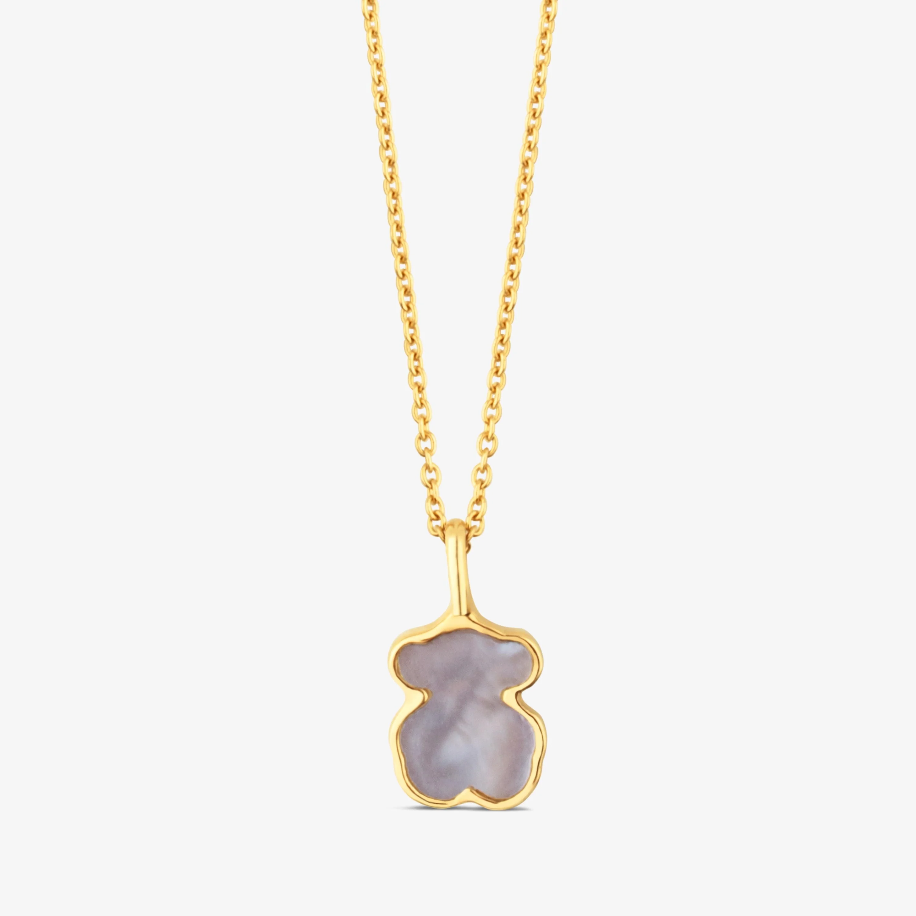 18K solid gold and Mother-of-pearl XXS bear Necklace - 1