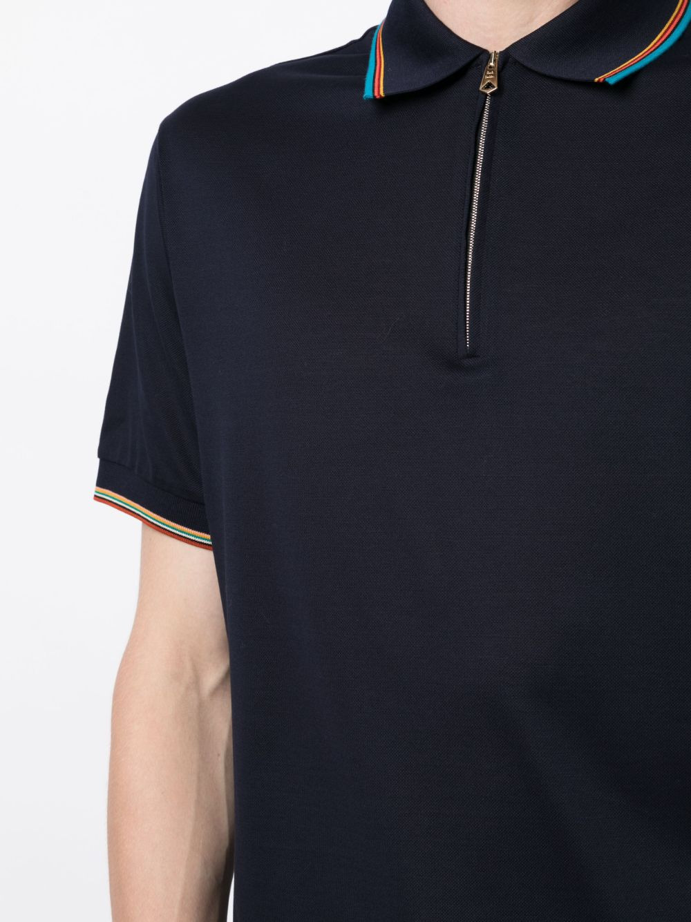 RAINBOW STRIPE-DETAIL COTTON POLO SHIRT - 4