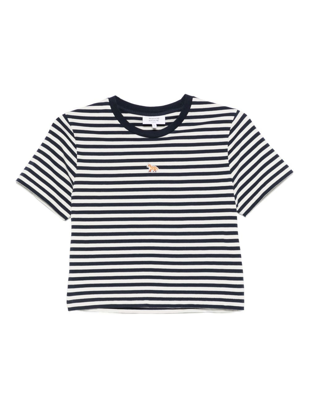 Baby fox-embroidered striped cropped top - 1