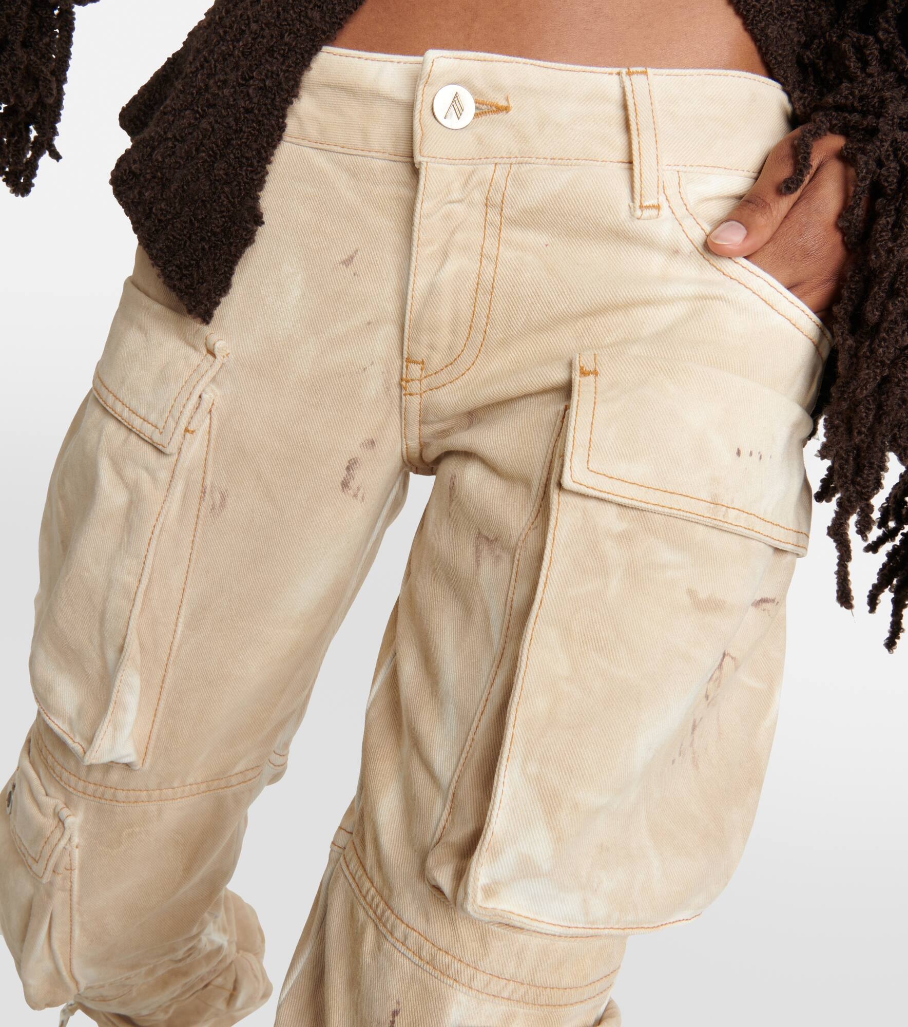 Low-rise denim cargo pants - 4