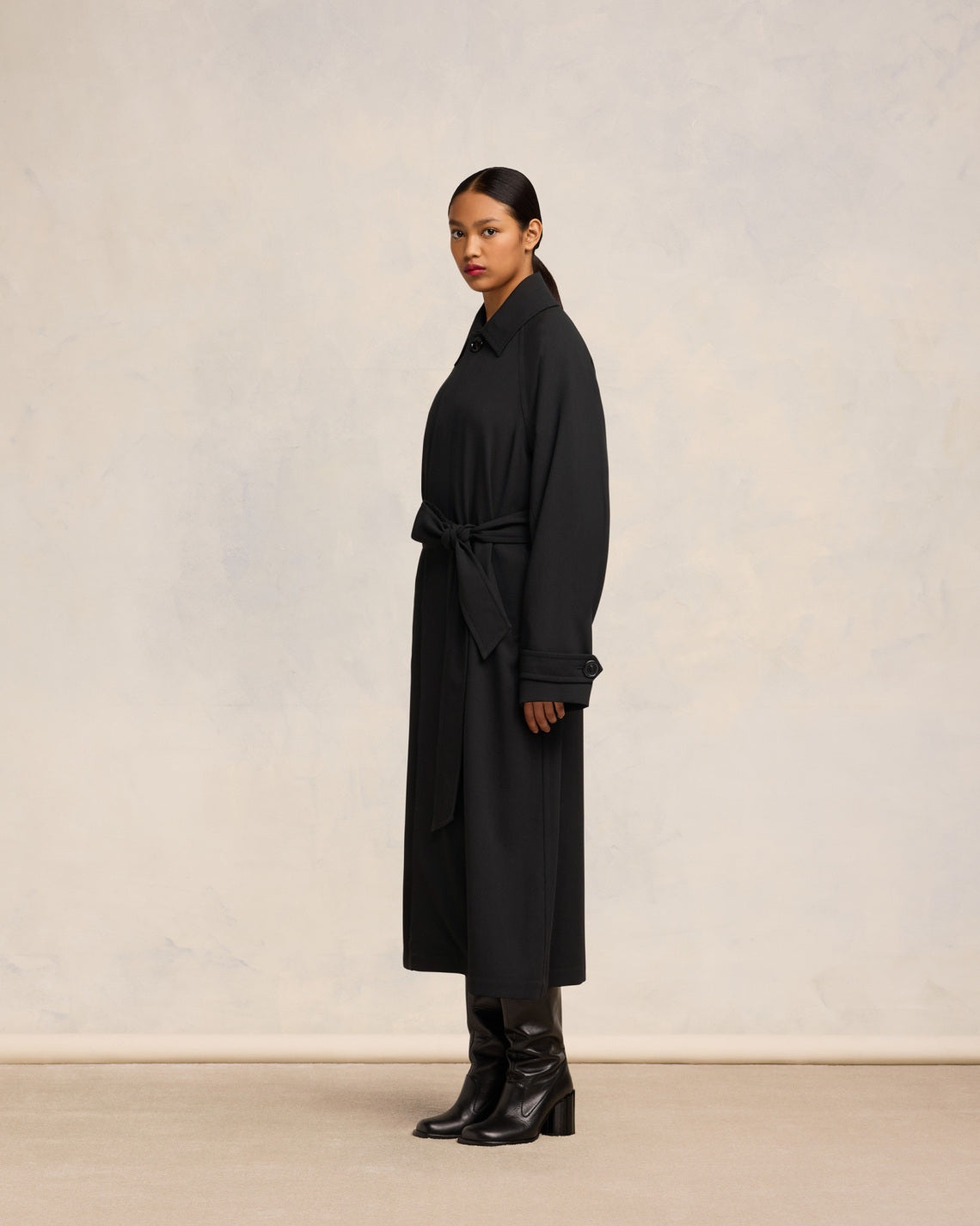 LONG BELTED COAT - 6
