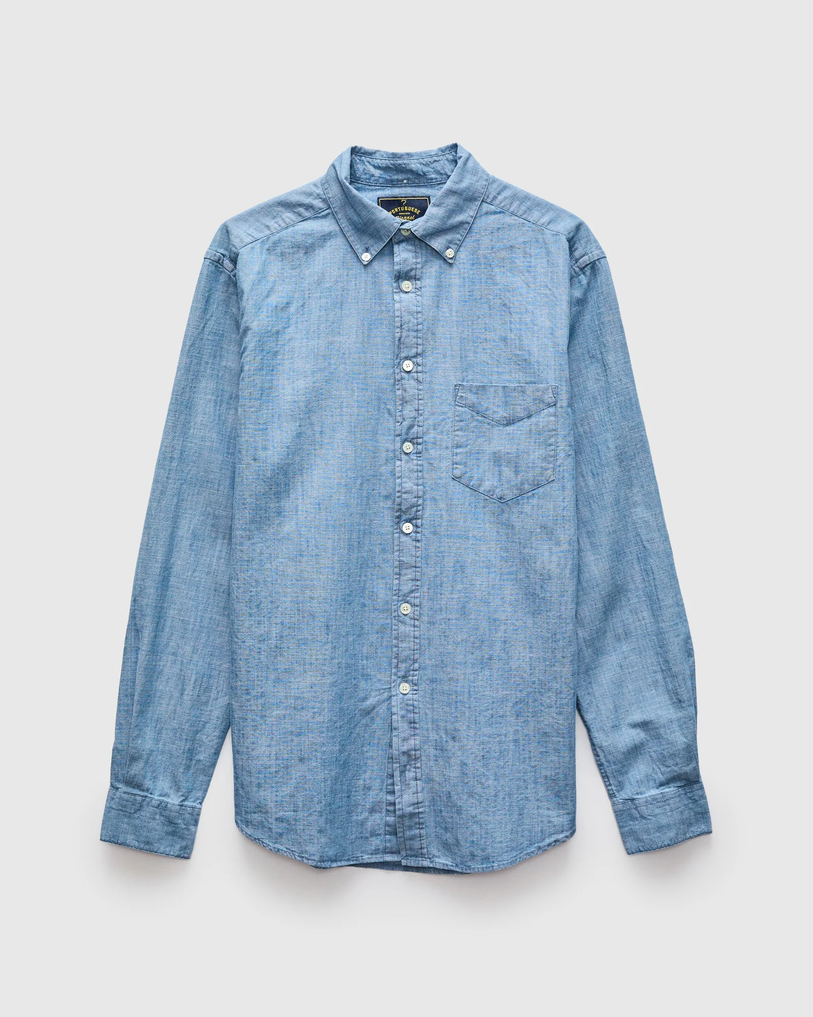 Chambray Button-Up Shirt in Blue - 1