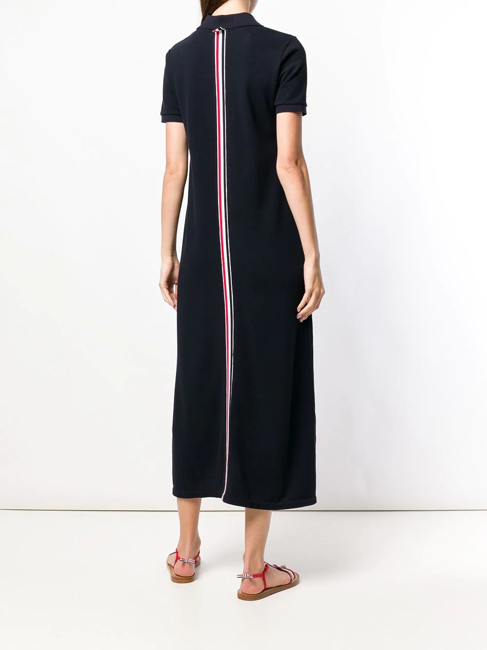 Center-Back Stripe Piqué Polo Dress - 4