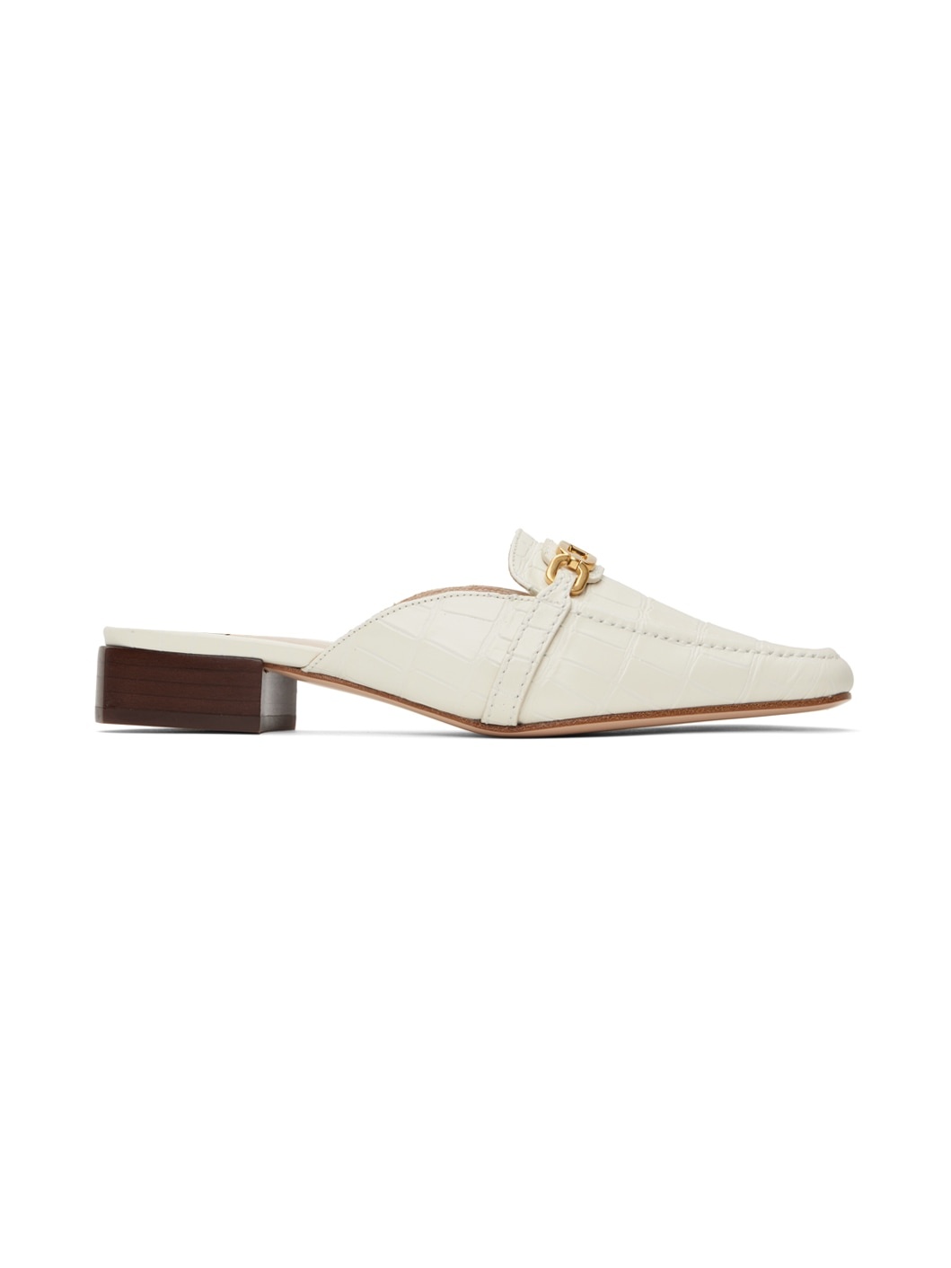 White Stamped Crocodile Whitney Slippers - 1