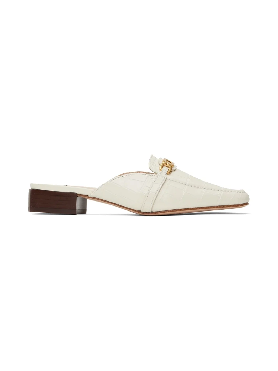 Whitney crocodile-embossed leather mules - 1