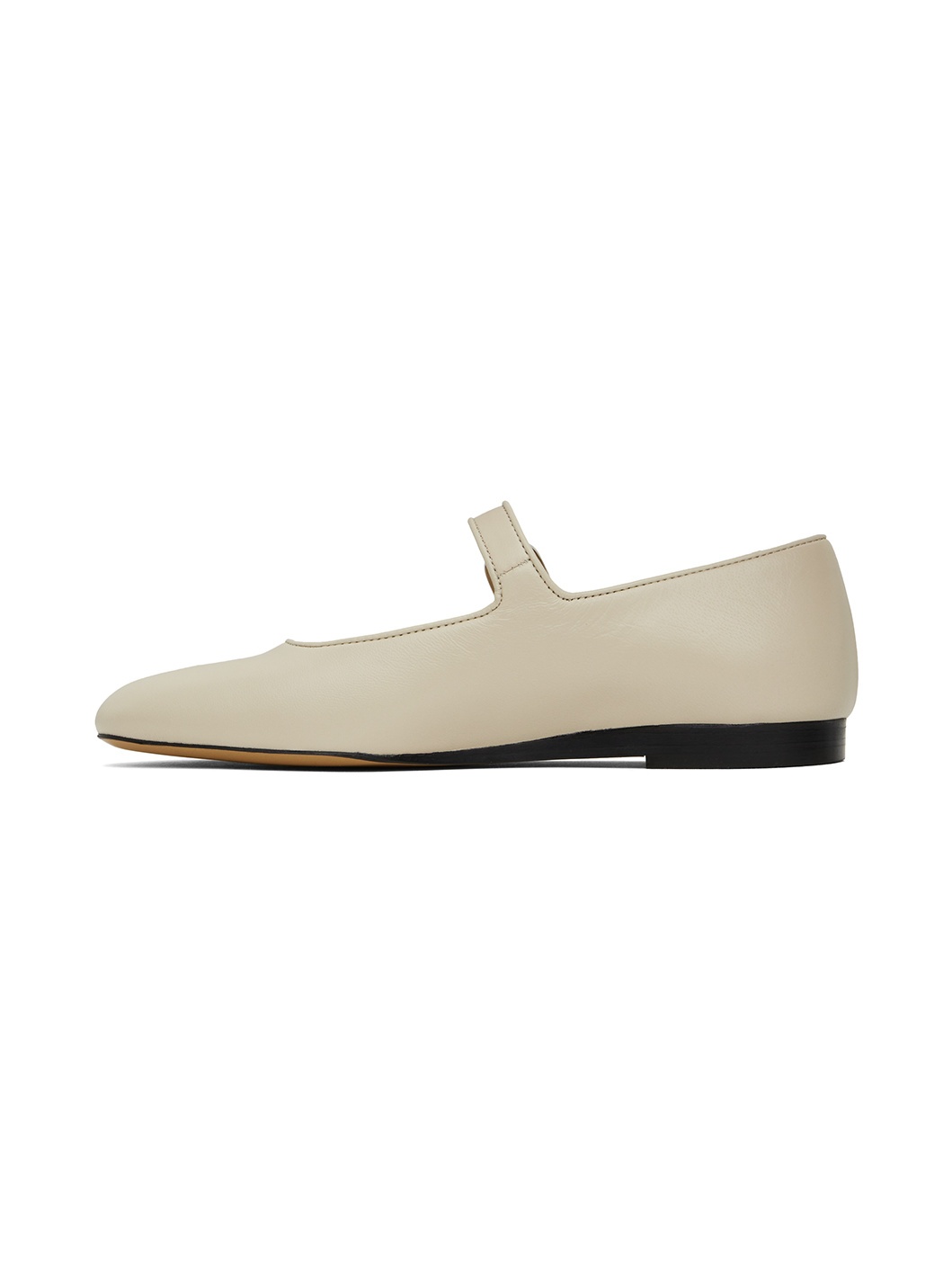 Off-White Leather Mary Jane Ballerina Flats - 3