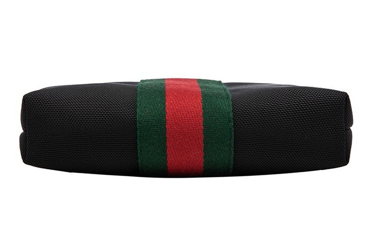 Men's Gucci Red Green Stripe Webbing Leather Logo Canvas Shoulder Messenger Bag Black 631195-KWT7N-1 - 5