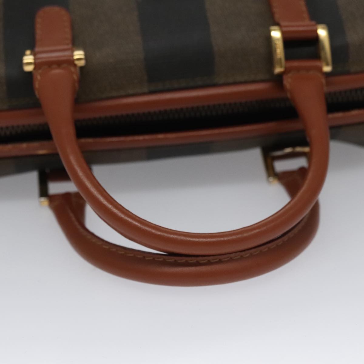 FENDI Pecan Canvas Mini Hand Bag Brown Black - 7