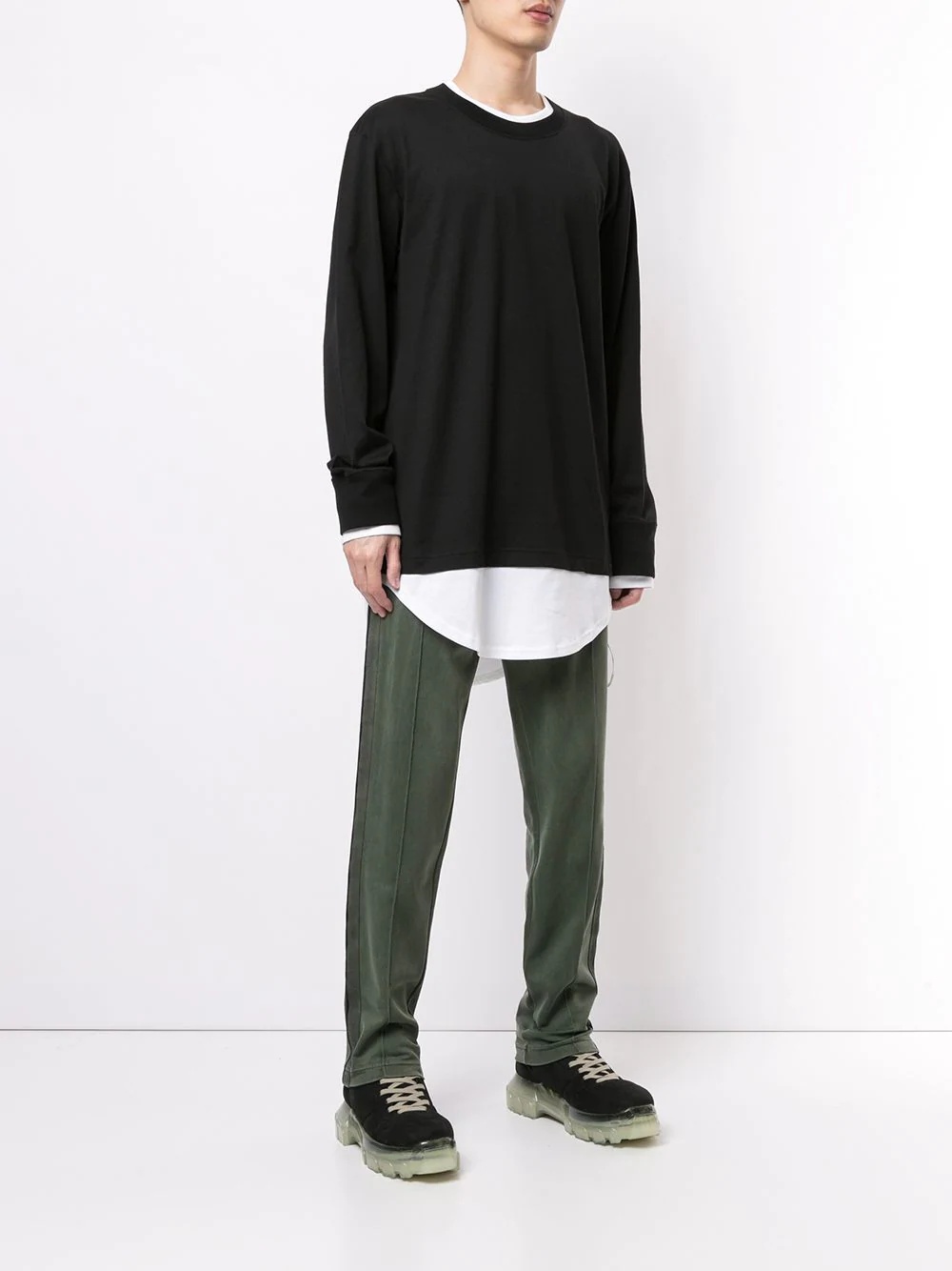 shirt-hem long-sleeved T-shirt - 3