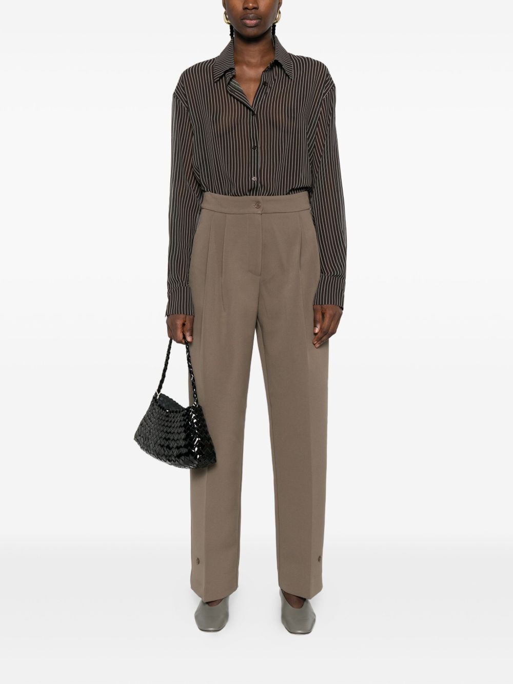 striped button-fastening shirt - 2
