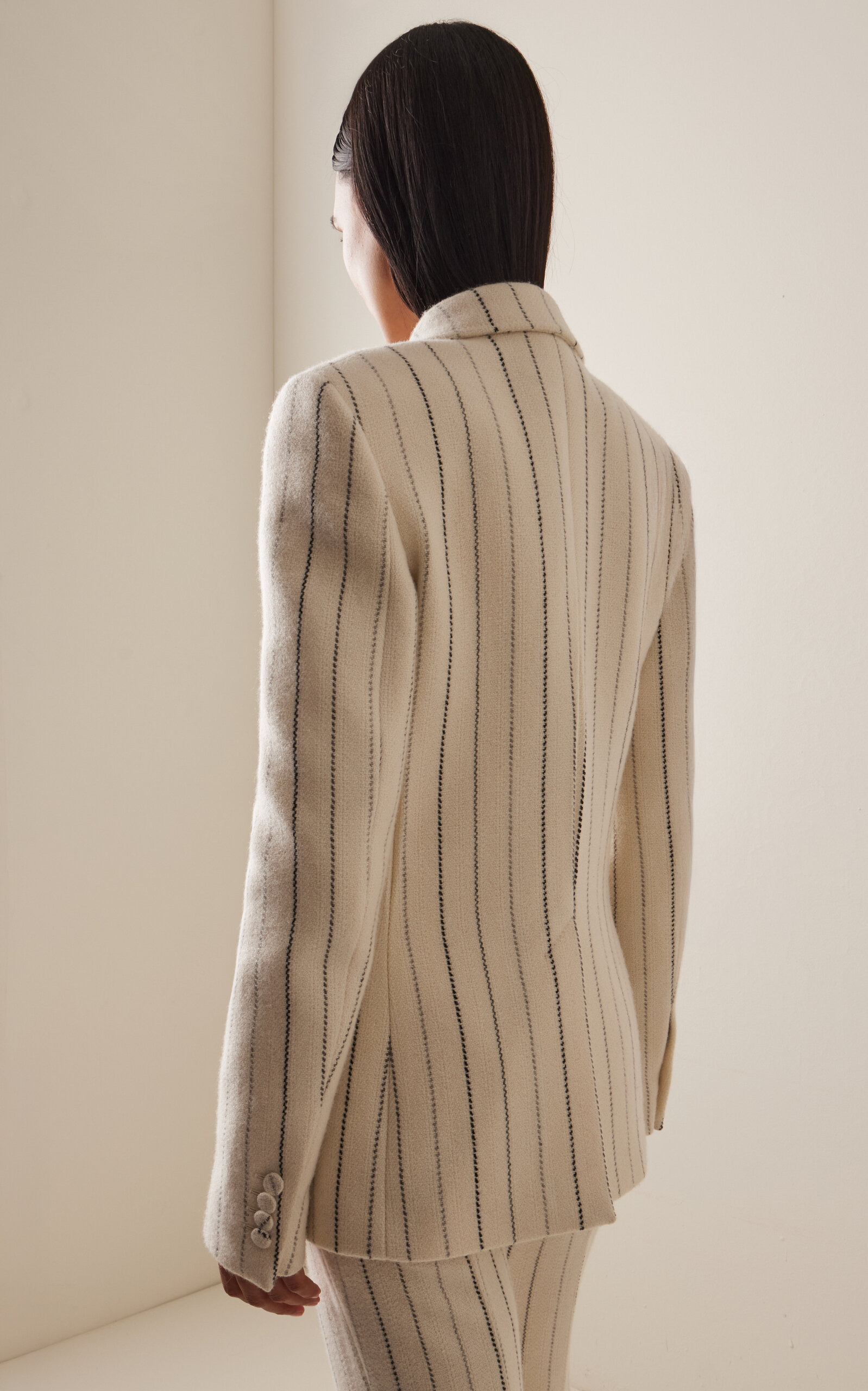 Leiva Striped Wool-Cashmere Blazer ivory - 4