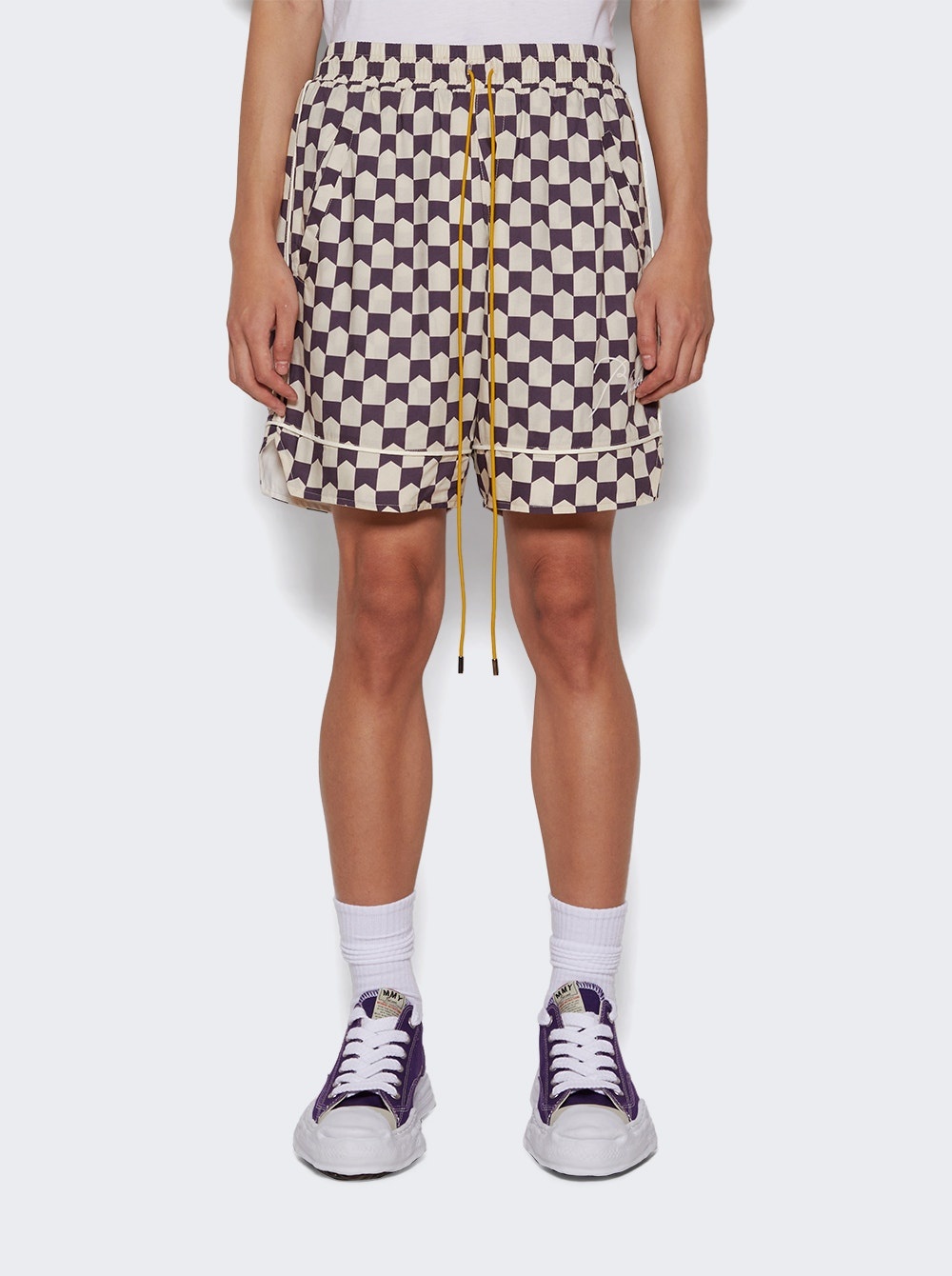 Checkered Pj Shorts Cream And Brown - 3