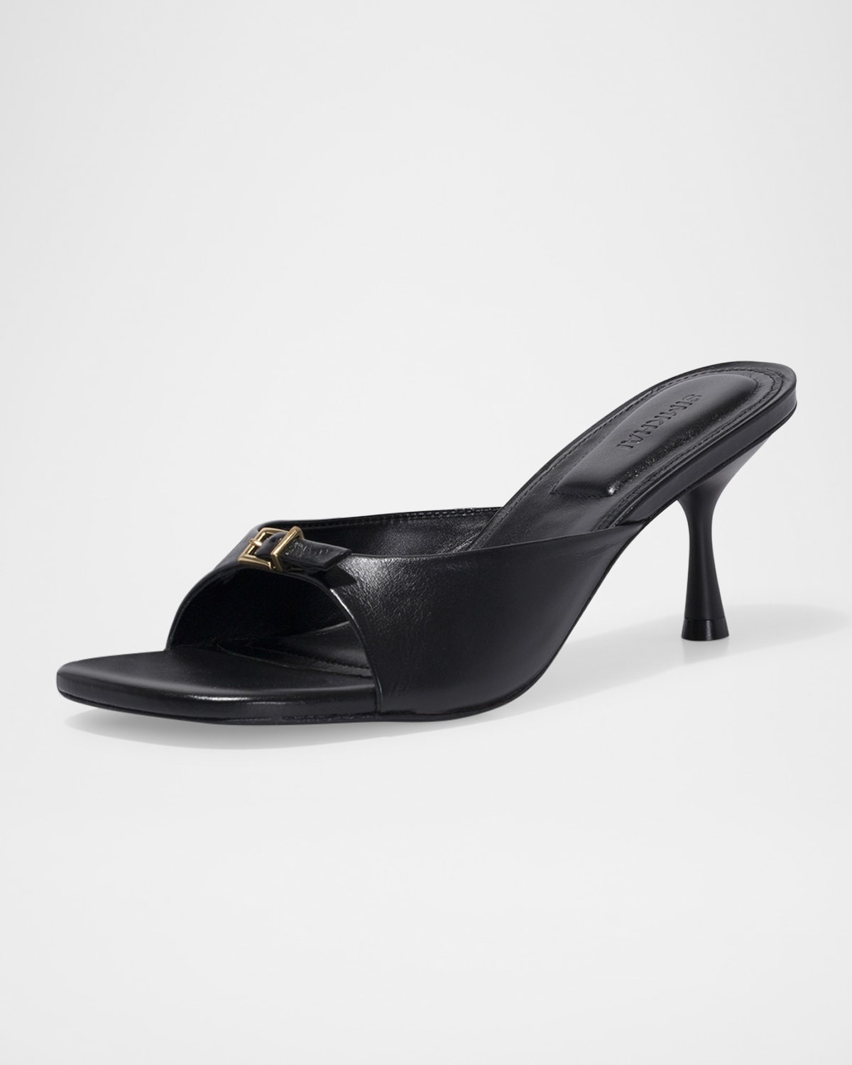 Carey Leather Buckle Mules - 3