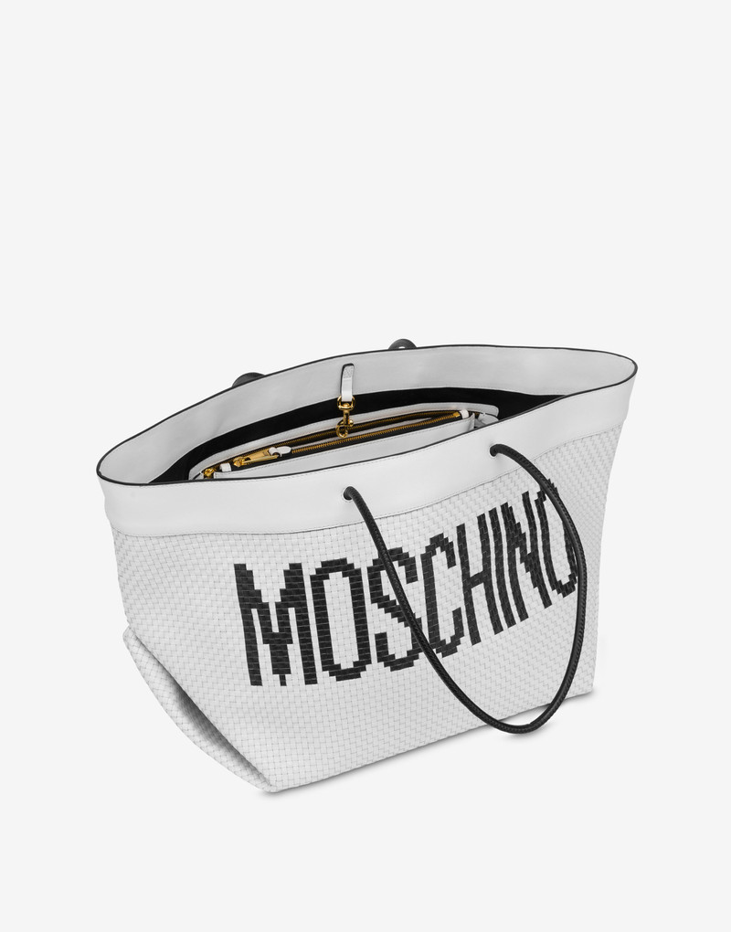 BLACK & WHITE CALFSKIN BRAIDED SHOPPER 3