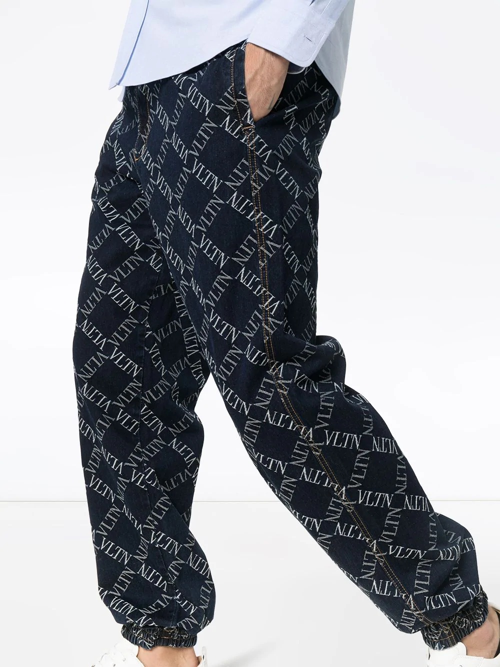 VLTN print denim sweat pants - 5