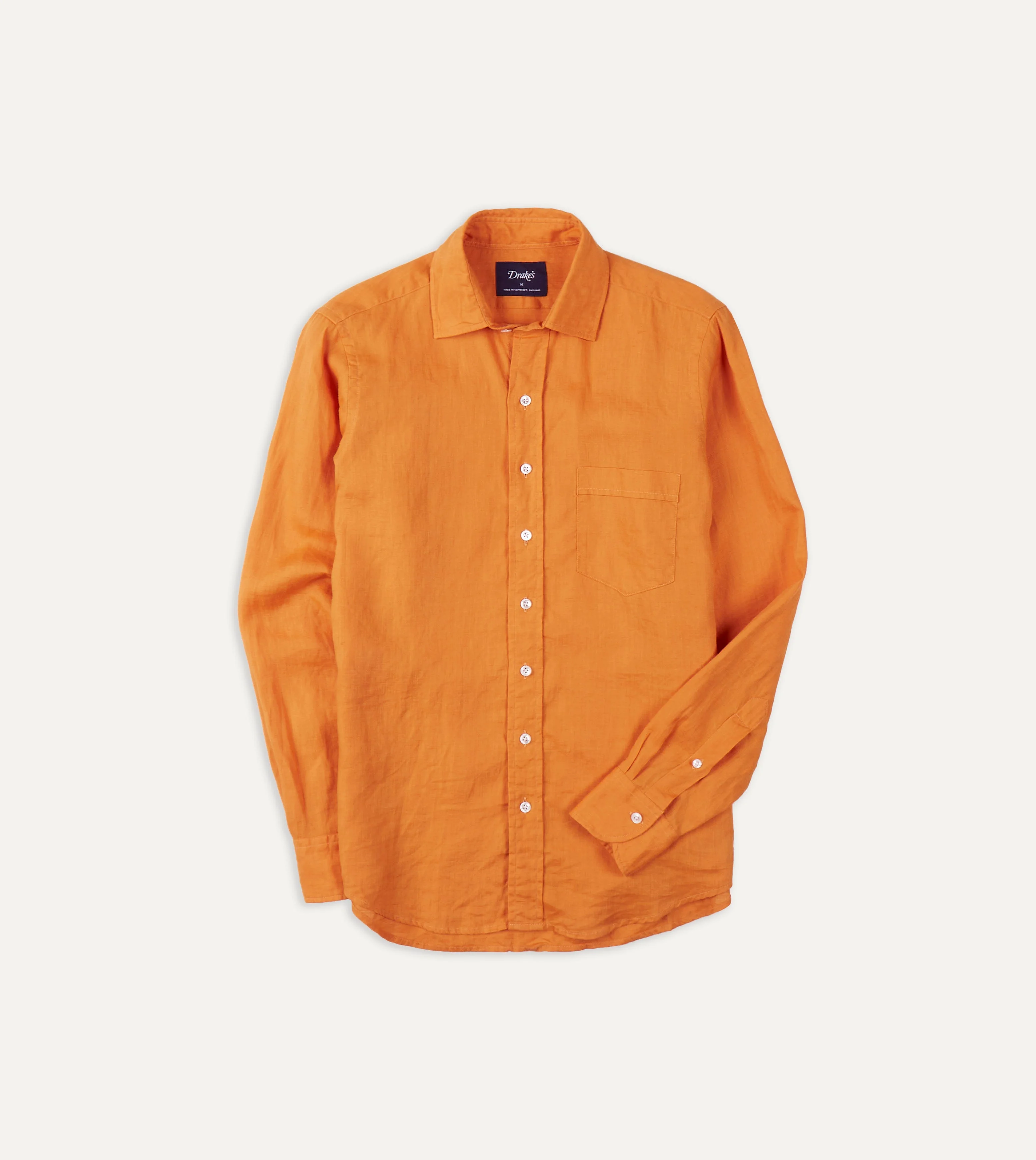 Yellow Linen Spread Collar Shirt - 1