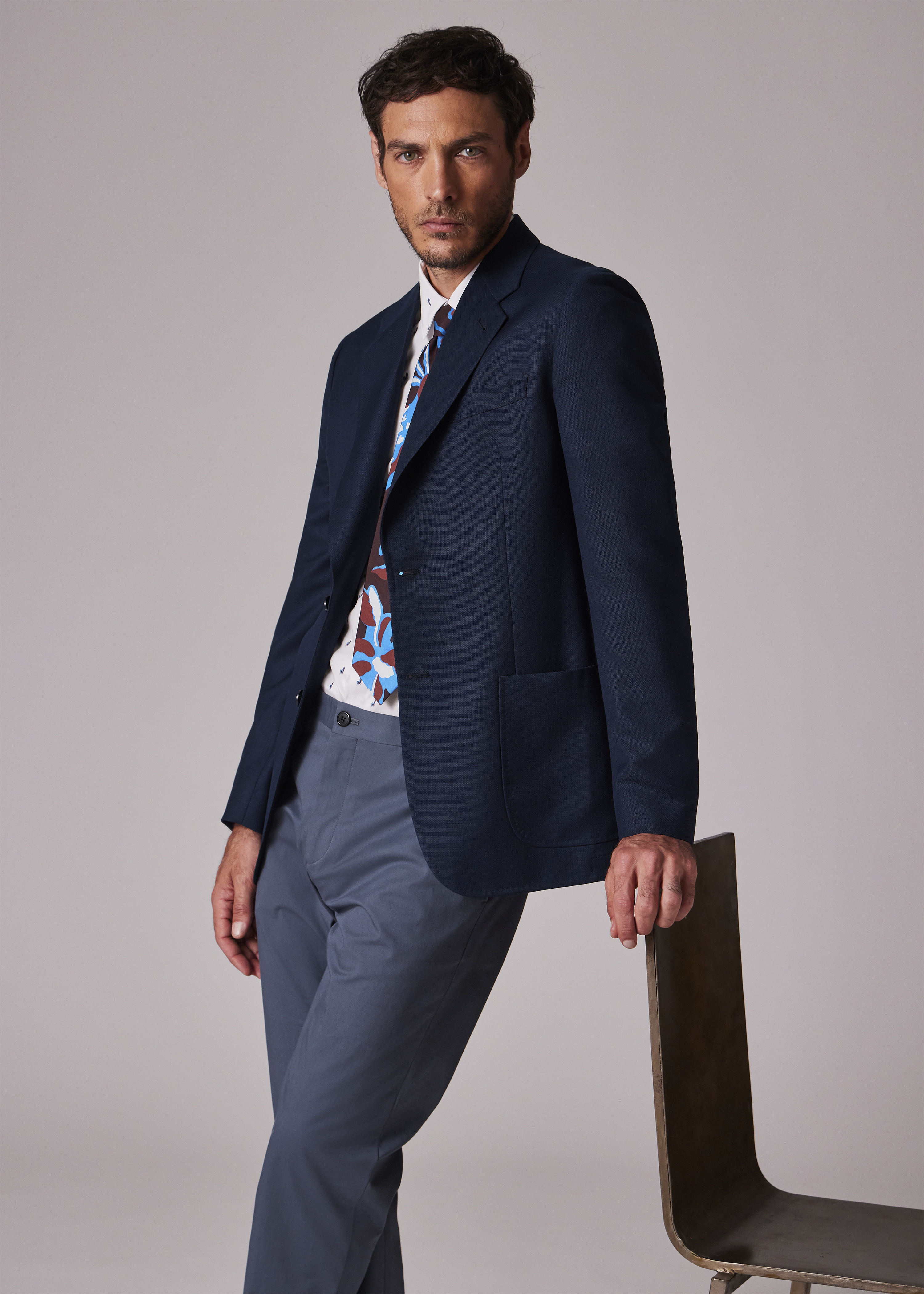 Tailored-Fit Navy Wool Hopsack Buggy-Lined Blazer - 7