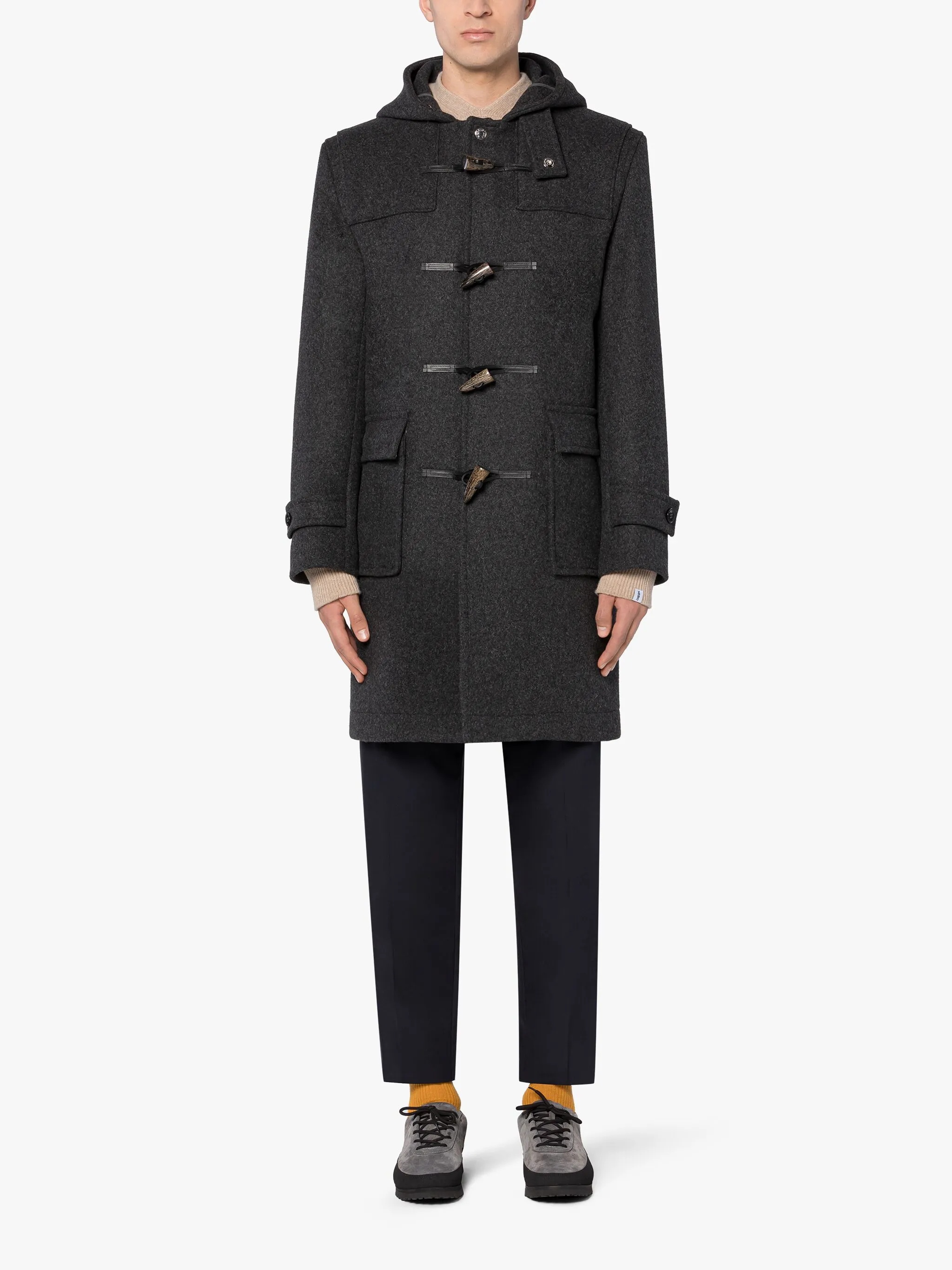 WEIR GREY WOOL DUFFLE COAT - 2