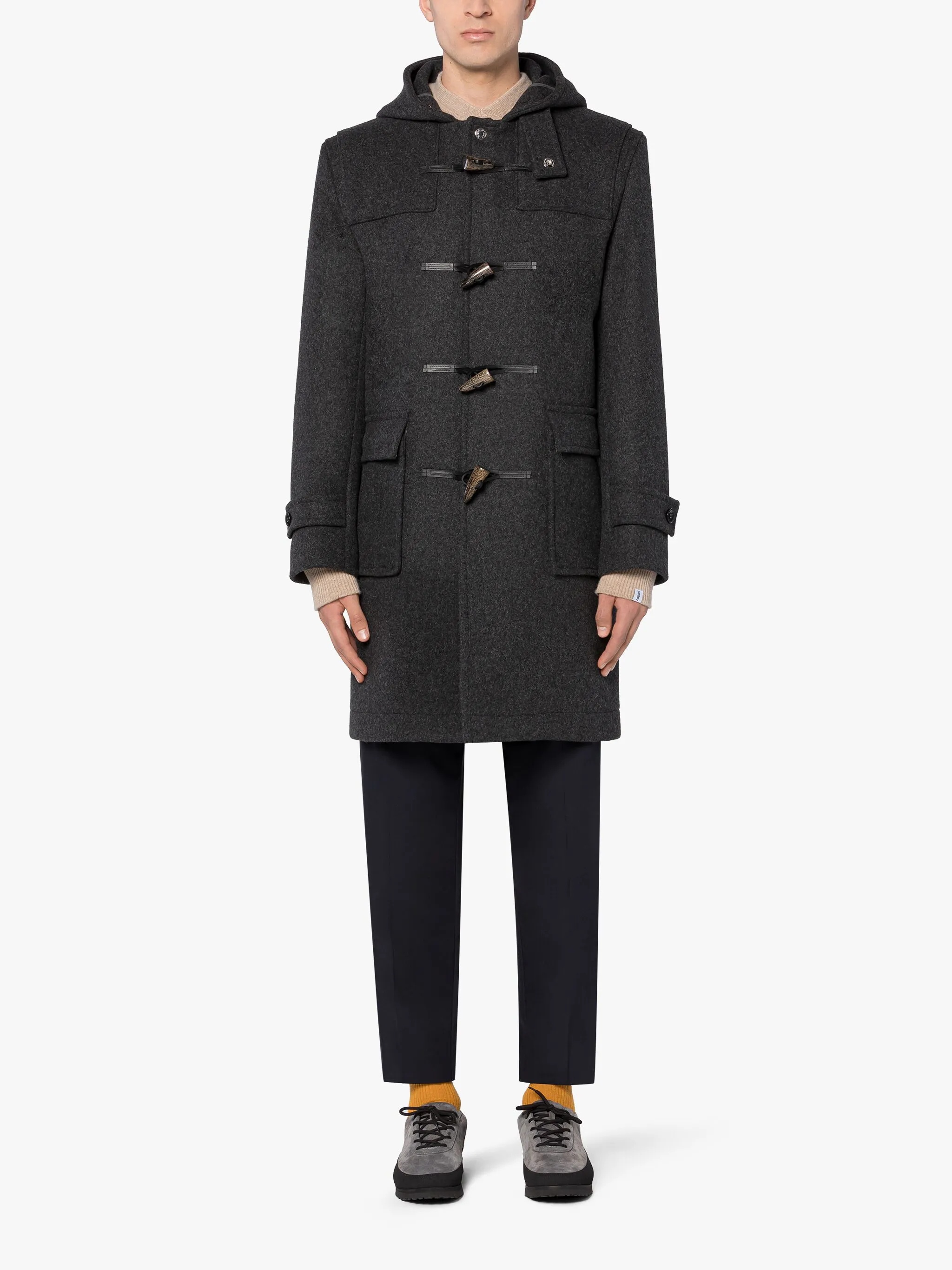 WEIR GREY WOOL DUFFLE COAT