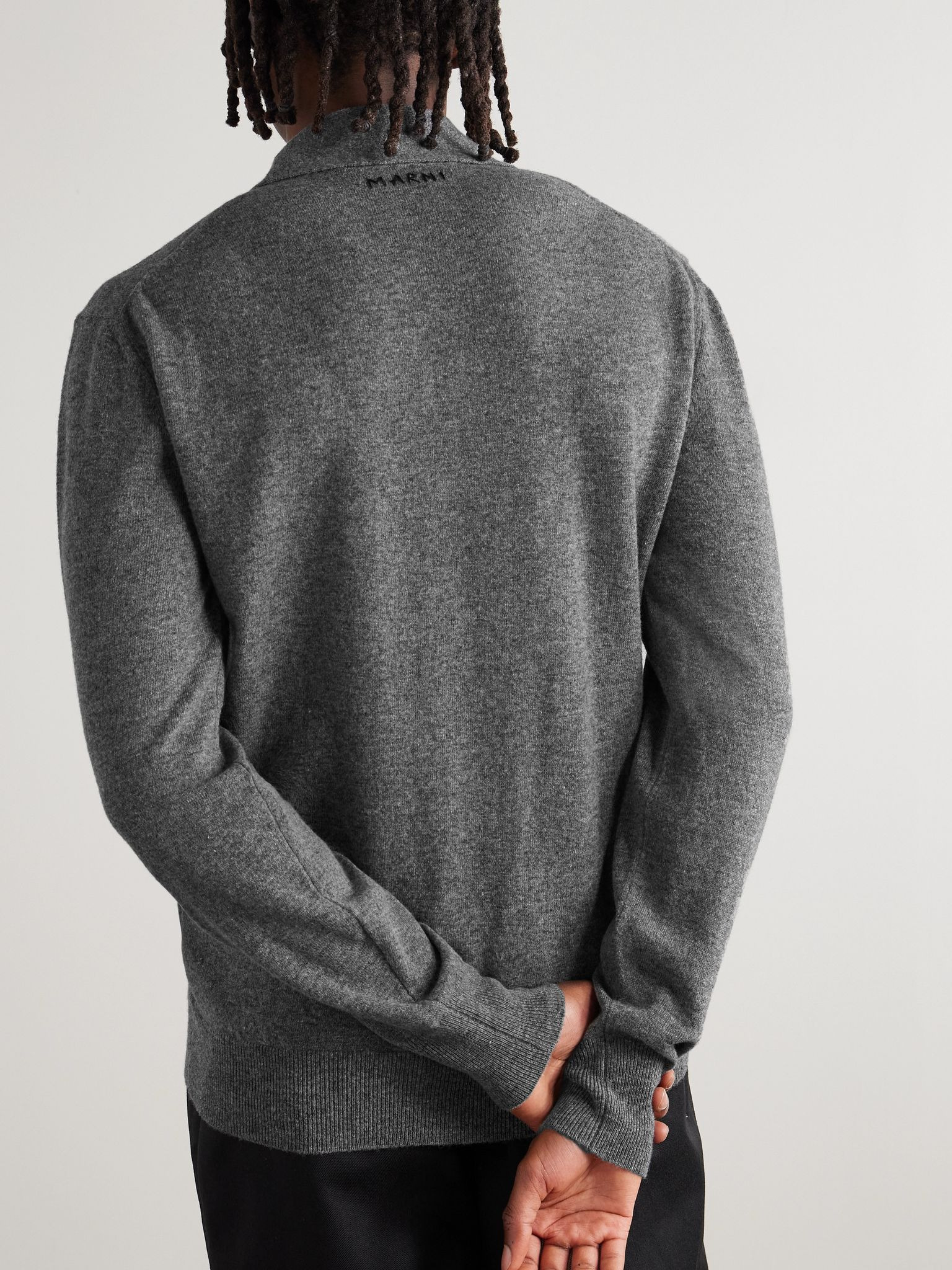 Logo-Embroidered Virgin Wool Polo Shirt Dark gray - 3