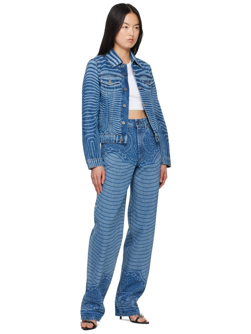 Jean Paul Gaultier Blue Laser Printed Denim Jacket outlook