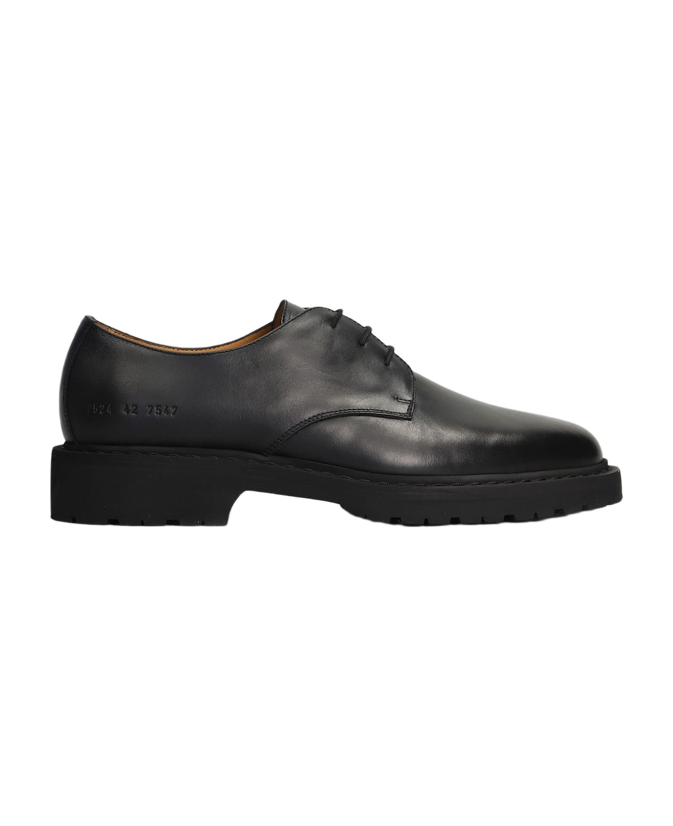 Derby Lace Up Shoes In Black Leather - 1
