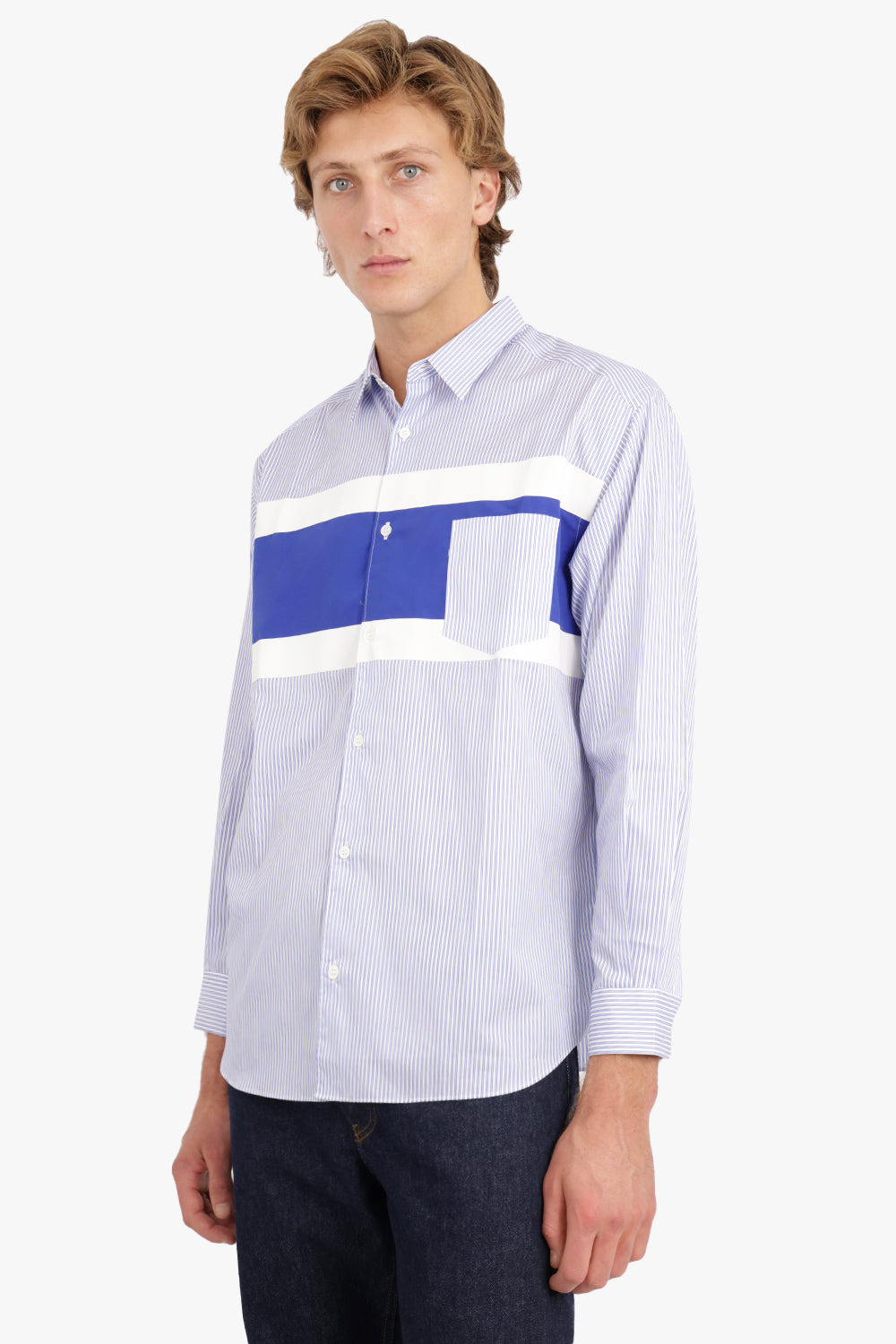 COTTON STRIPE SHIRT | BLUE/WHITE - 3