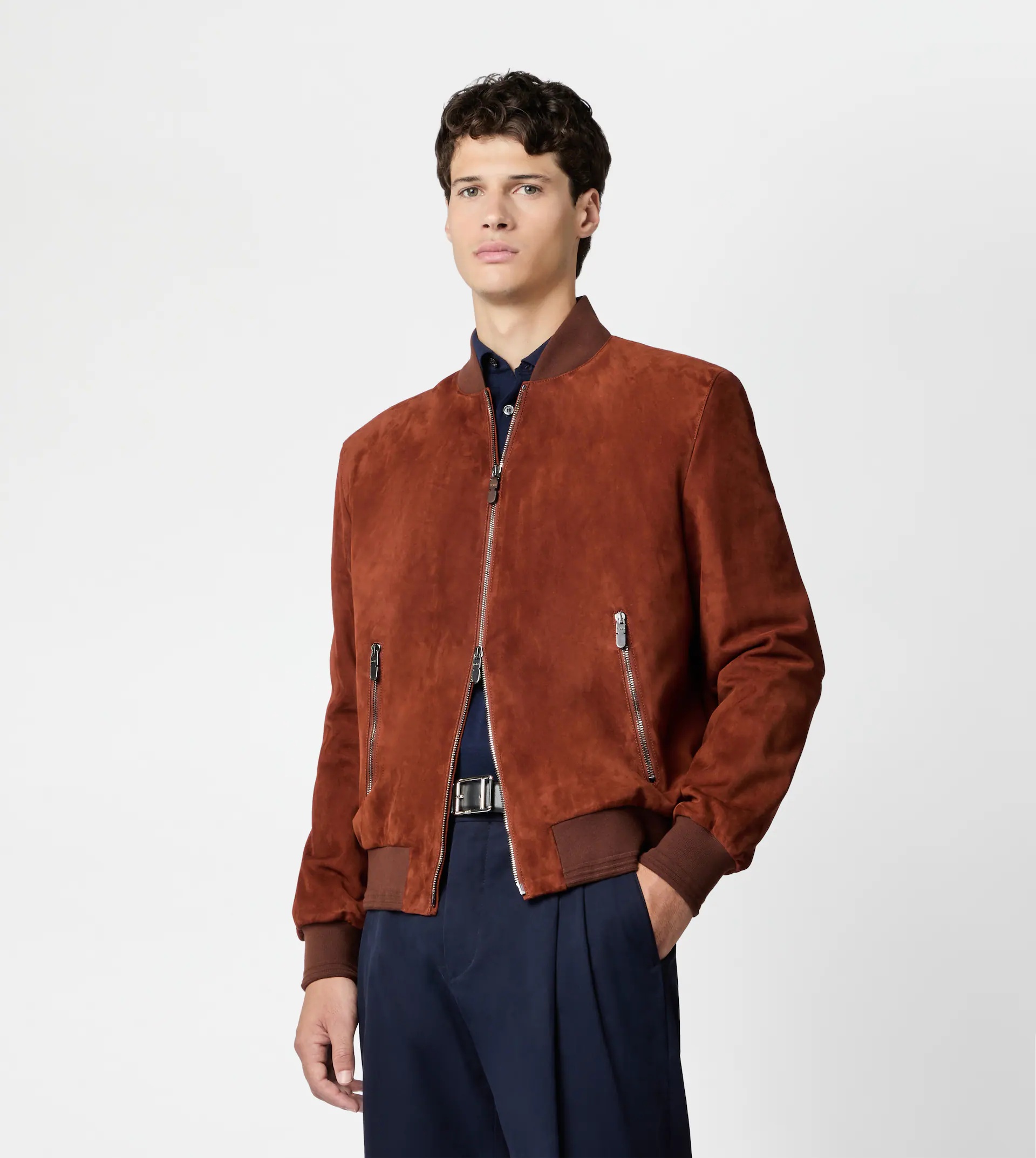 PASHMY BOMBER JACKET IN SUEDE - RED - 4