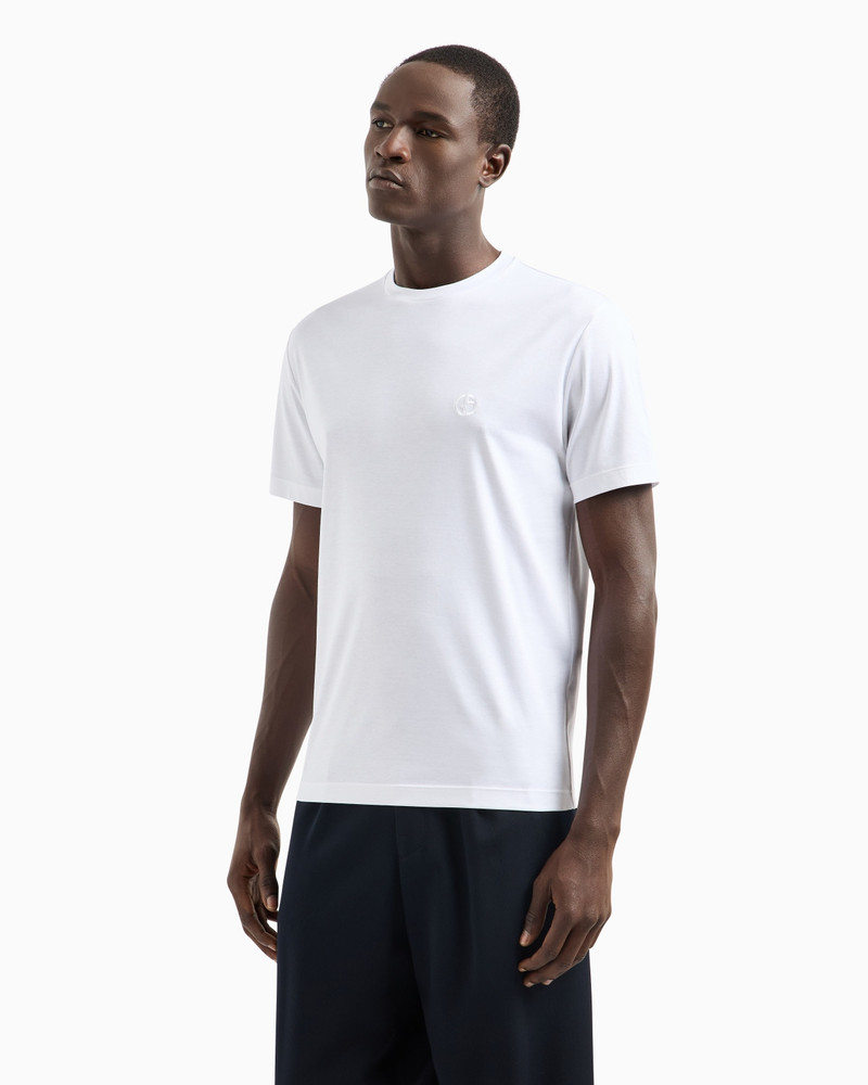 GIORGIO ARMANI COTTON-INTERLOCK T-SHIRT WITH EMBROIDERED LOGO outlook