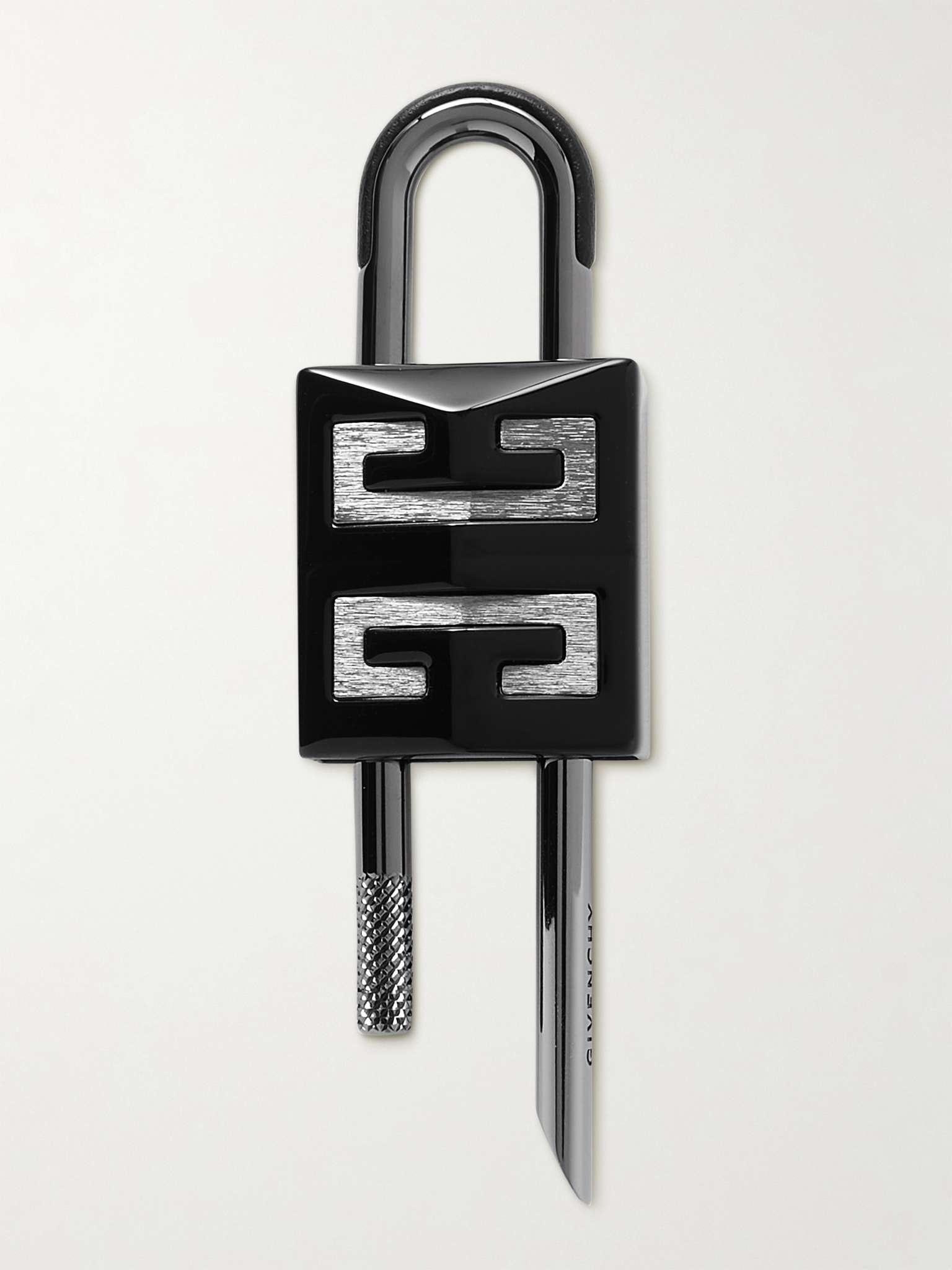 Logo-Detailed Leather-Trimmed Two-Tone Metal Padlock - 1