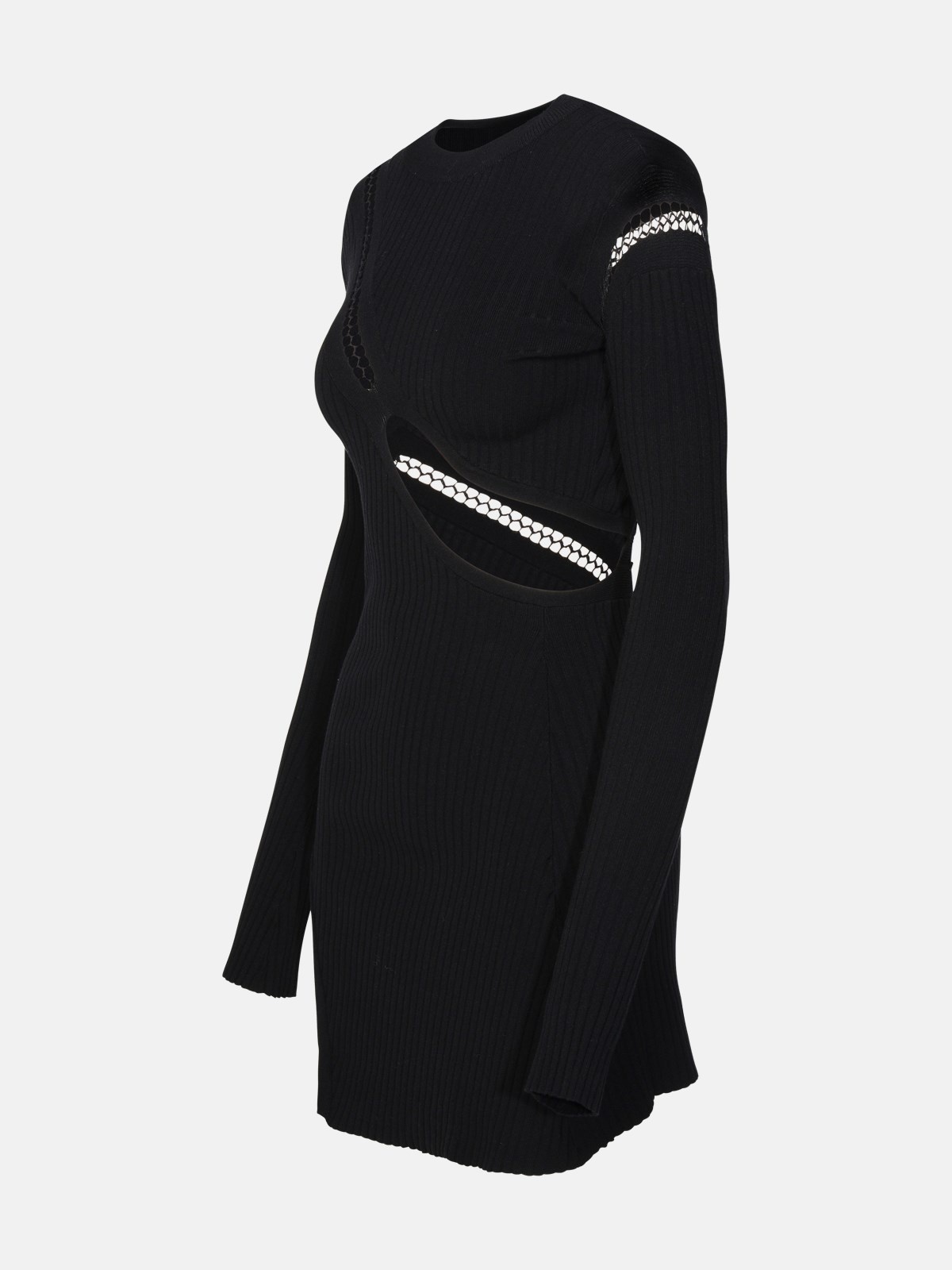 BLACK VISCOSE BLEND DRESS - 2