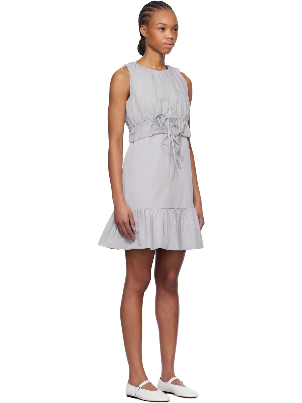 Gray Sheer Layered Minidress - 2