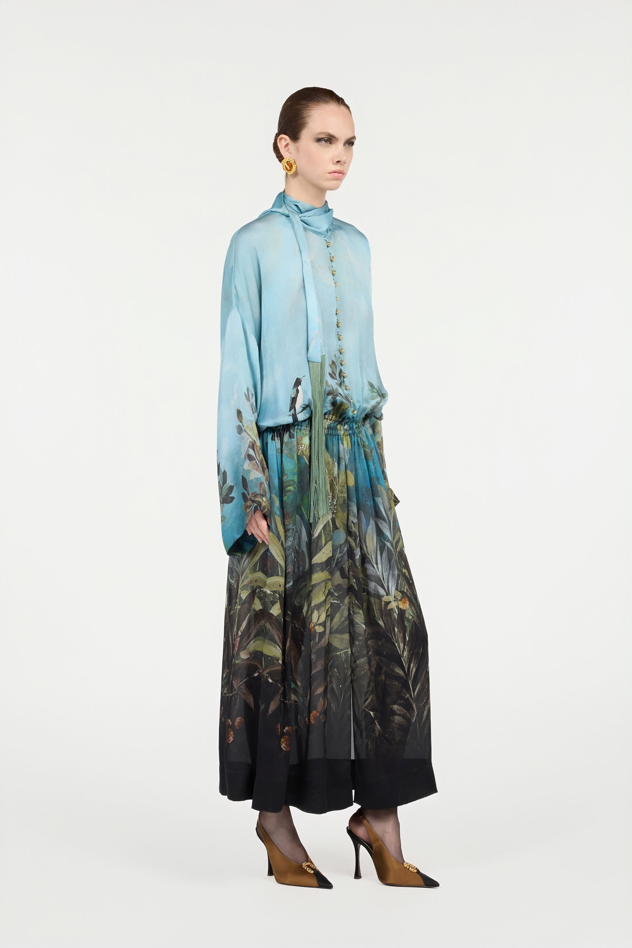 Silk Dress with Nature Print - 3