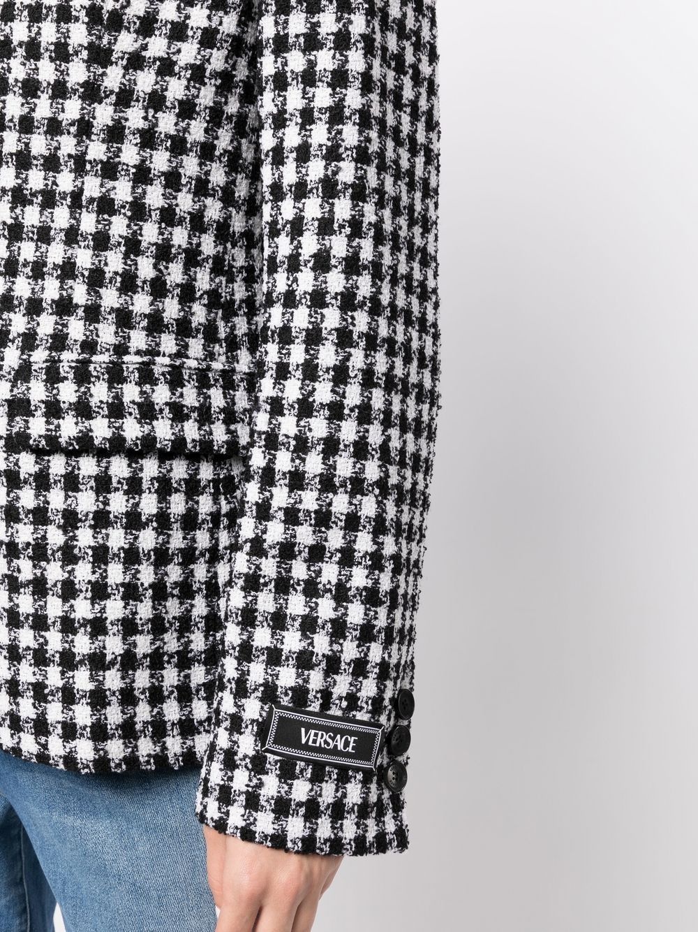 dogtooth single-breasted tweed blazer - 5